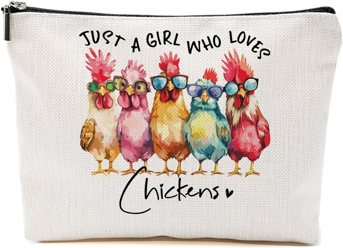 Chicken Gifts Makeup Bag, Chicken Lover Gifts for Women Girls Friends Christmas Birthday Friendship, Animal Lovers Cosmetic Bag Travel Organizer Bags Makeup Pouch