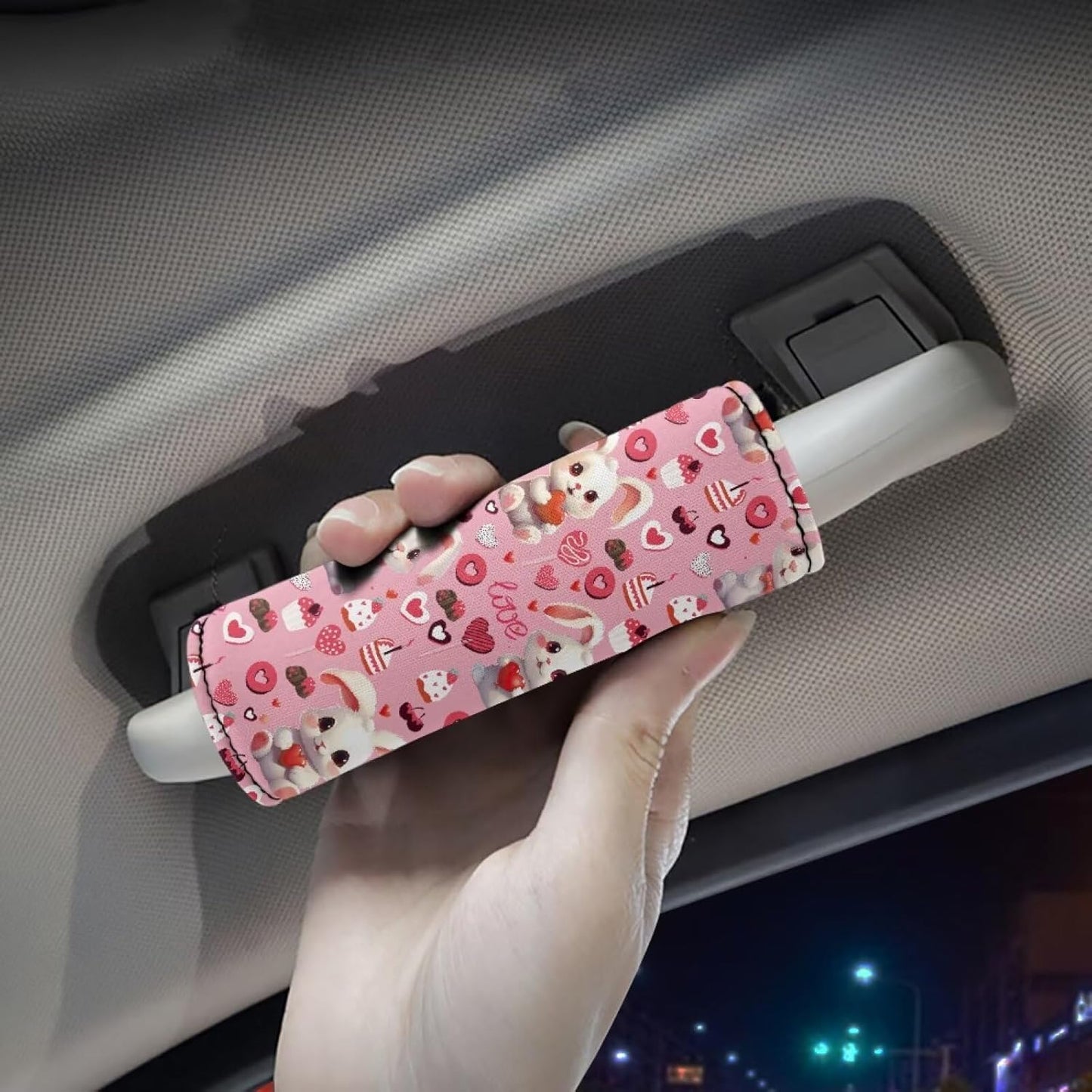 Bunny Luggage Handle Wraps for Suitcase Love Luggage Identifiers Set of 2 Pcs Luggage Handle Protector Teens Adults Travel Accessories