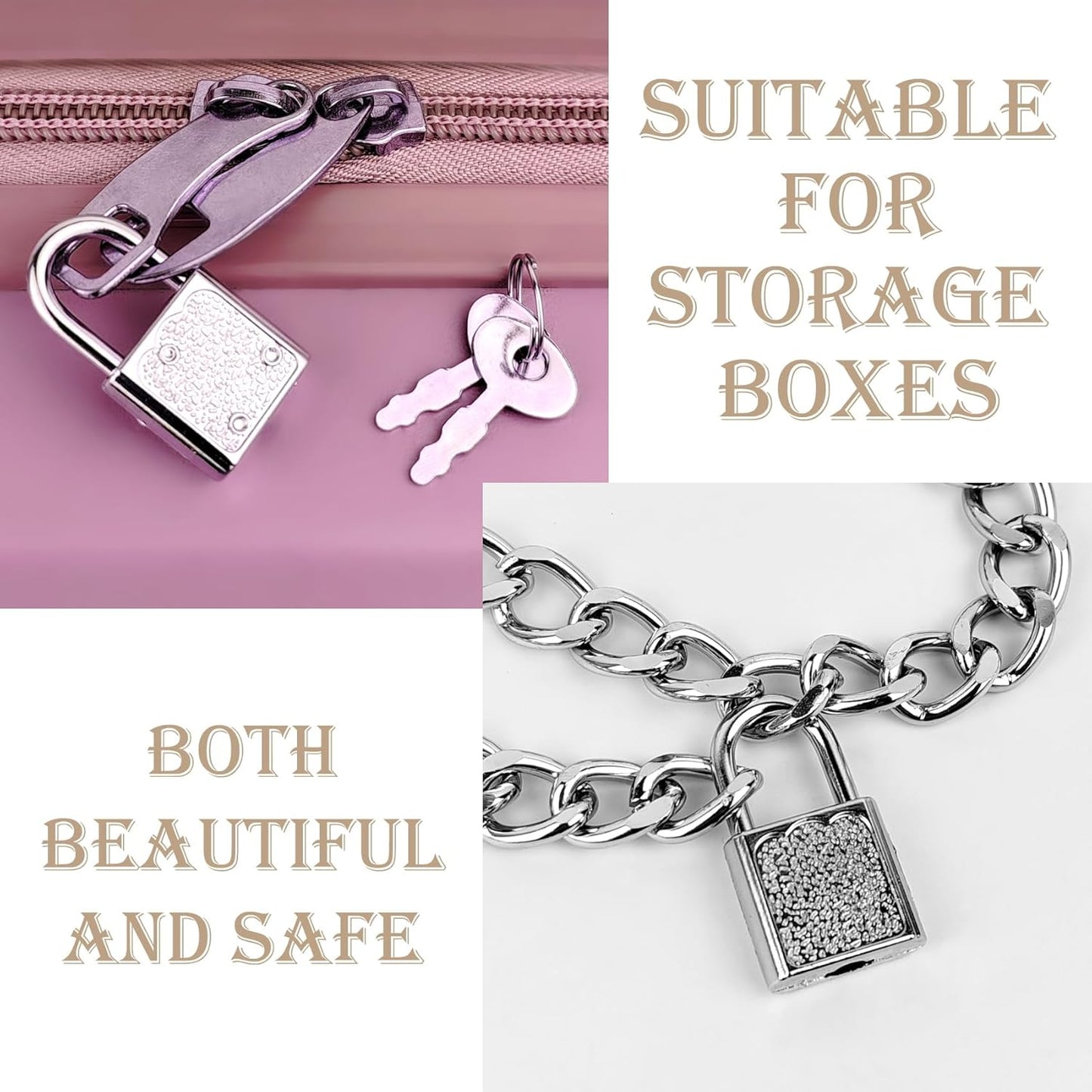 5 Pack Mini Diary Padlock, Small Locks with Keys, Tiny Luggage Locks for Travel, Journal, Jewelry, Backpack, Boxes (Square, 5)
