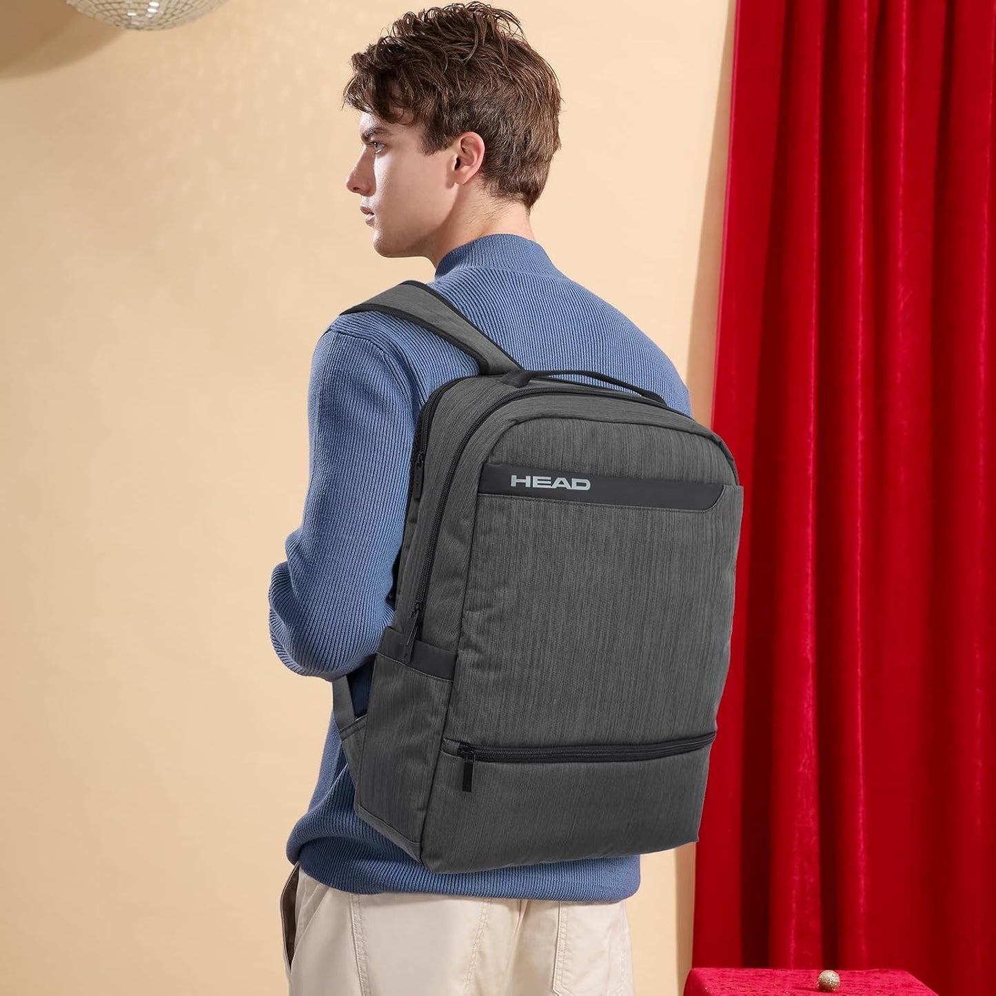 HEAD Waterproof Laptop Backpack for Men with Trolley Sleeve, Business Laptop Backpacks Fits 17.3 inch Notebook, Large Travel Backpack for Work/Commute/College