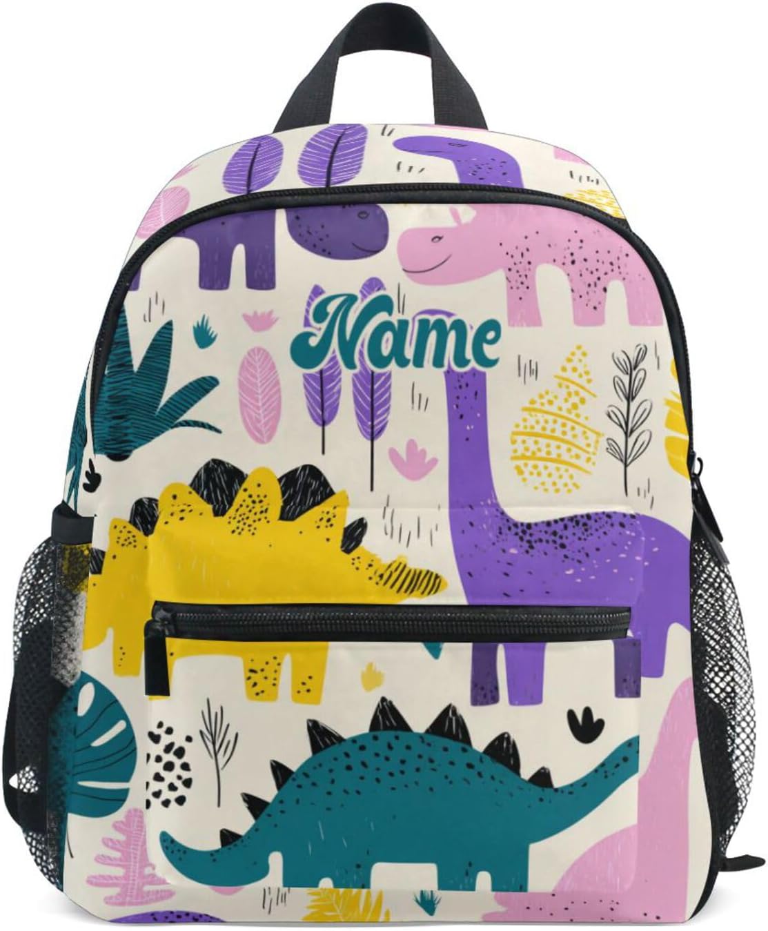 Custom Cute Dinosaurs and Tropic Plant Preschool Backpack for Toddler Boy Girl,Personalized Backpack with Name Text, Customization Kindergarten School Bookbags - S