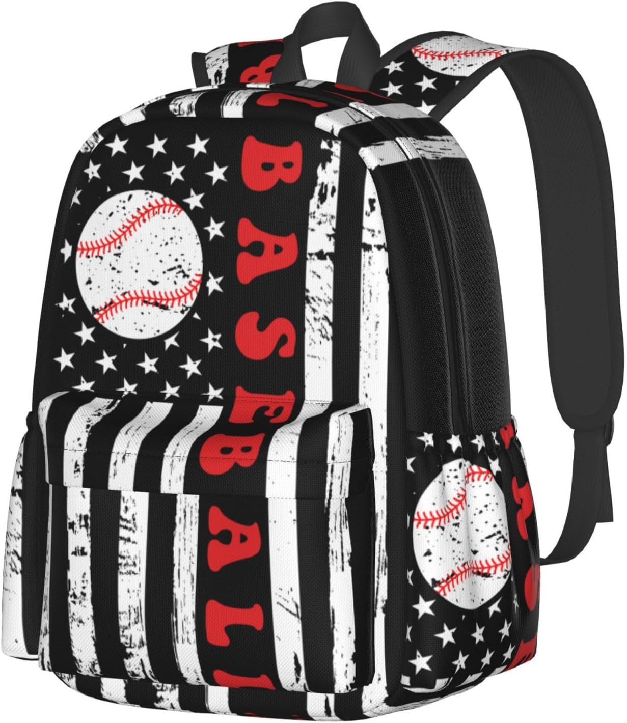 Baseball Flag Backpack School Bag Lightweight Bookbag Laptop Travel Daypack For Kids Girls Boys Teens