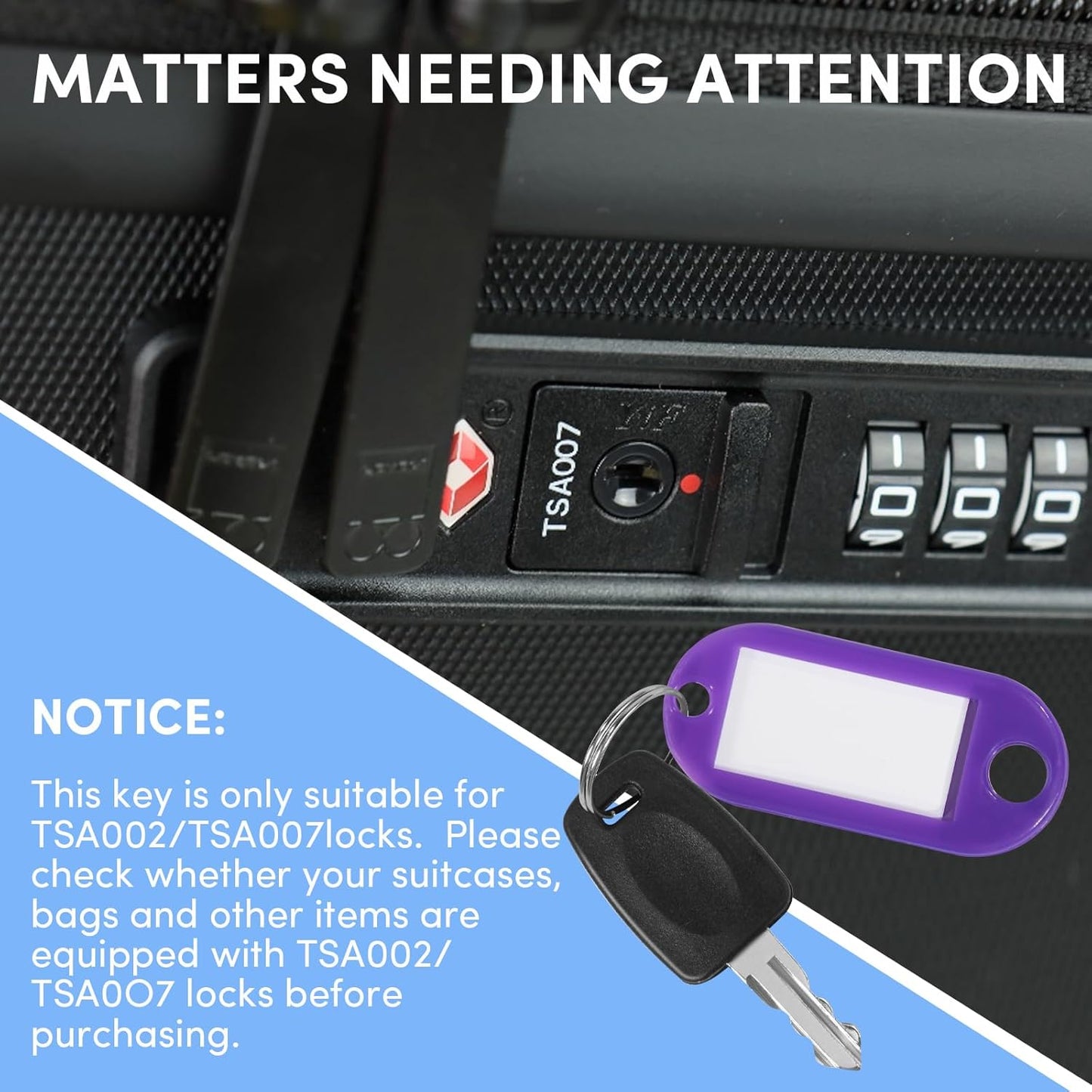 TSA Key，Travel Sentry Approved 007 002 Universal Lock Key Master Suitcase Keys with for Forgotten Password Combinations of Luggage Locks Password Combination Forgetting Solution (Two Random Colors)