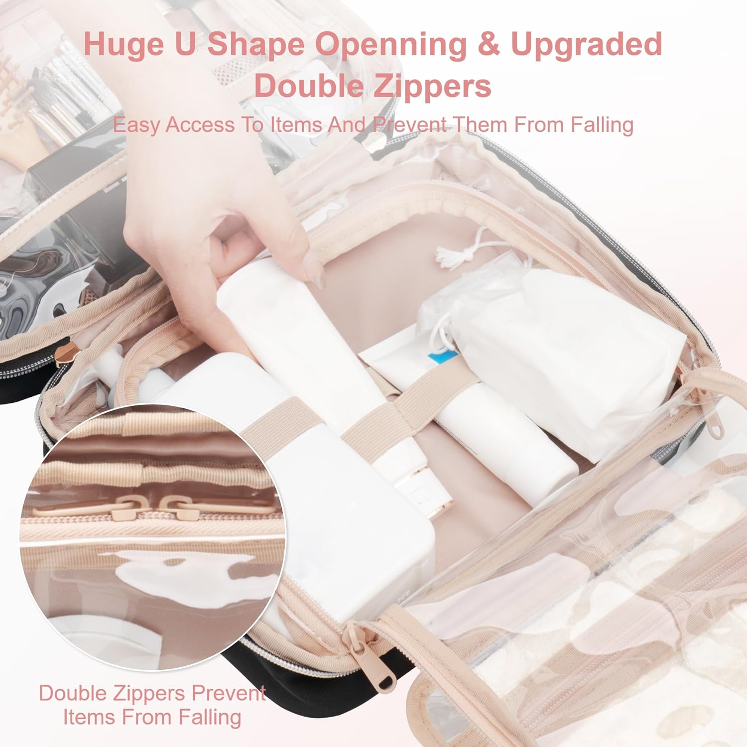 Everfun Hanging Travel Toiletry Bag for Women Traveling With Leakproof Compartment Makeup Cosmetic