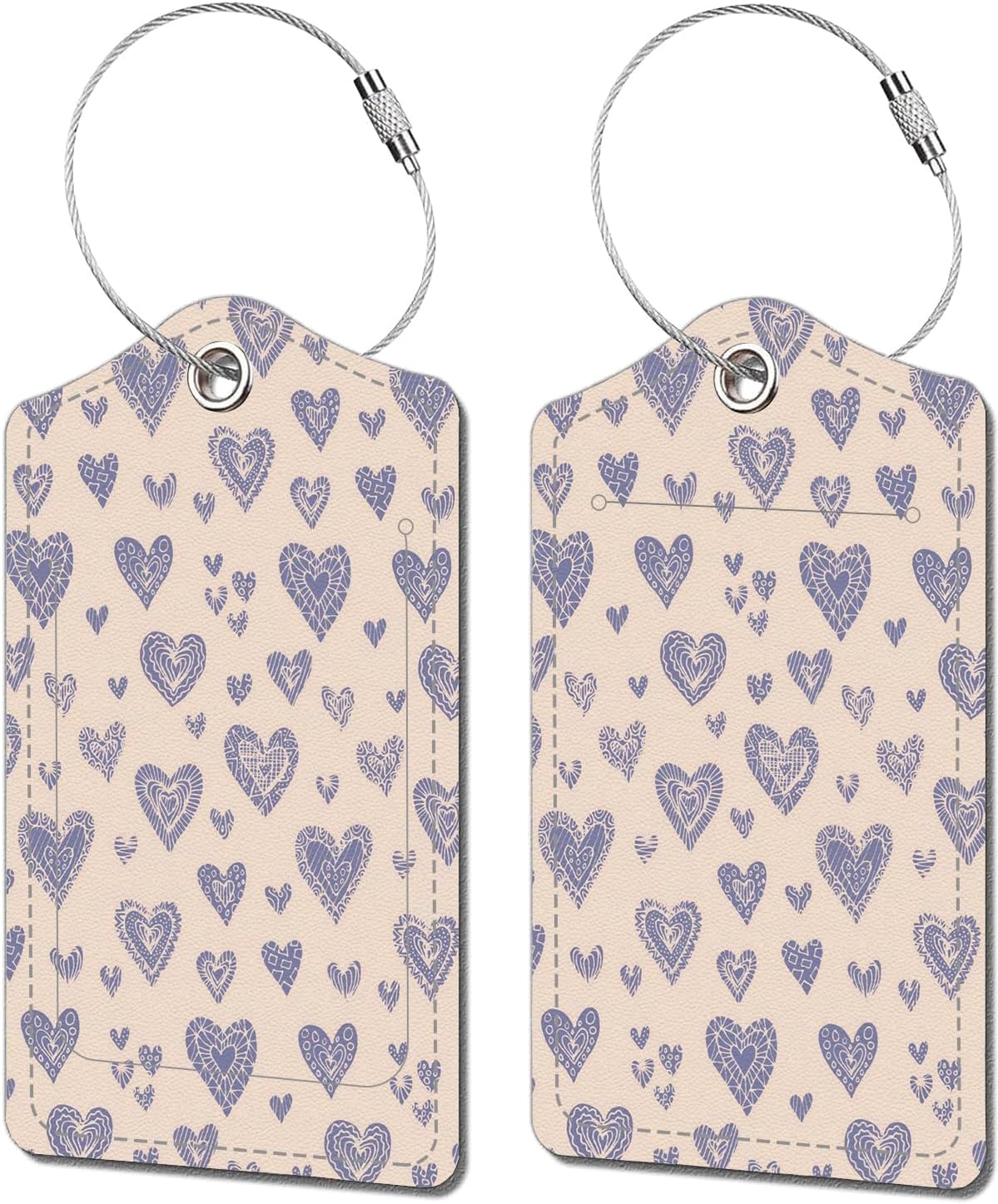 2 Pack Luggage Tags for Suitcase, Cute Chil Heart Leather Suitcase Tags Cruise Ship with Privacy Cover and Double Metal Loop for Women Men Girls Boys Travel Baggage Bag Backpack Tags Pink