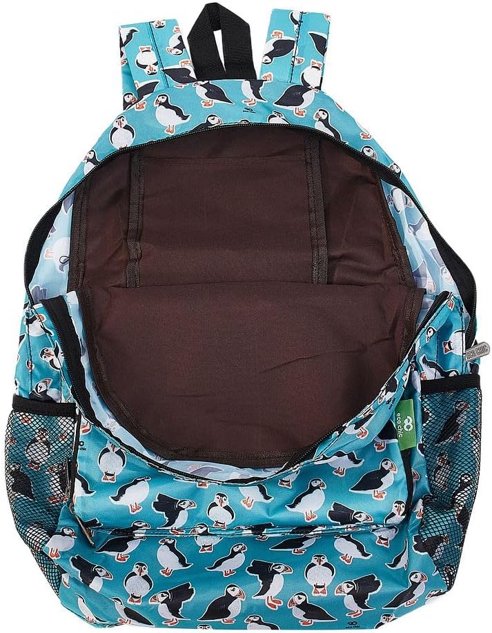 ECO CHIC Hiking Lightweight Packable Backpack - Foldable Daypack for Travel & Hiking & Outdoor Adventures - Waterproof Backpack from Recycled Materials (Puffins Teal)