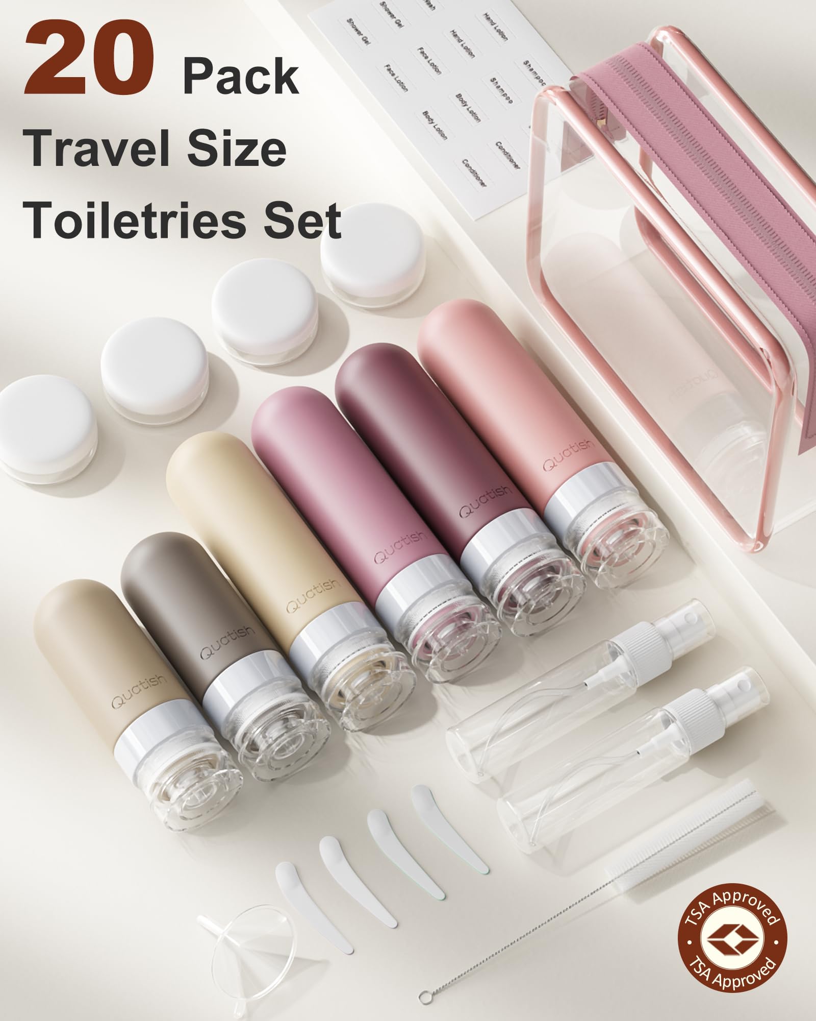 20 Pack Travel Bottles for Toiletries, Original Patented, TSA Approved Travel Size Containers, Leak