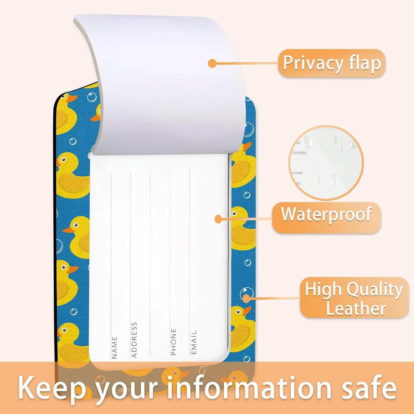 Cute Yellow Ducks Luggage Tags for Suitcase,Luggage Tag with Stainless Steel Loop Privacy Cover Id Label Travel Bag Luggage Identifiers for Women Men Travel,Set of 2