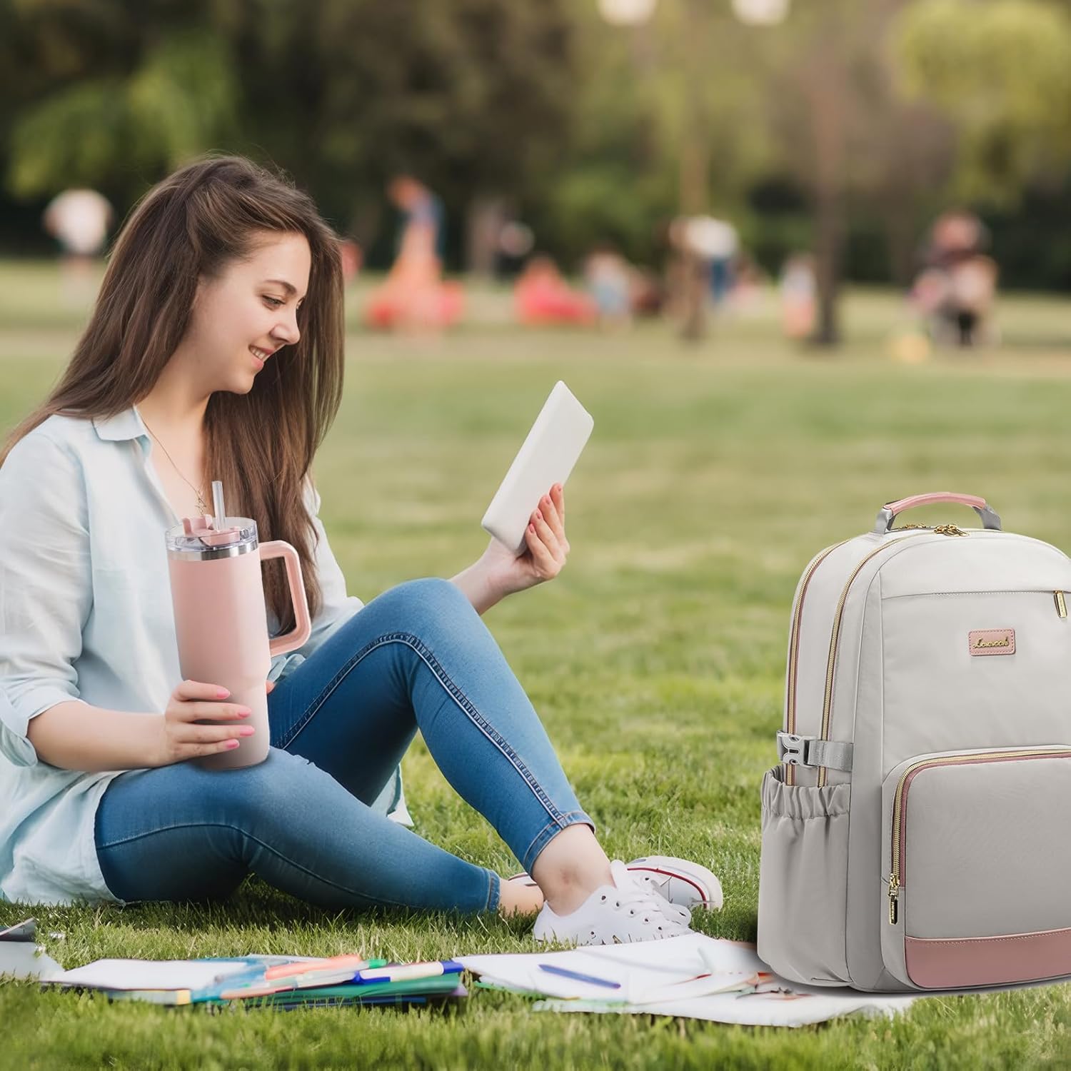 LOVEVOOK Laptop Backpack for Women with Pouch Pocket for Large Capacity Cup,15.6 Inch Laptop