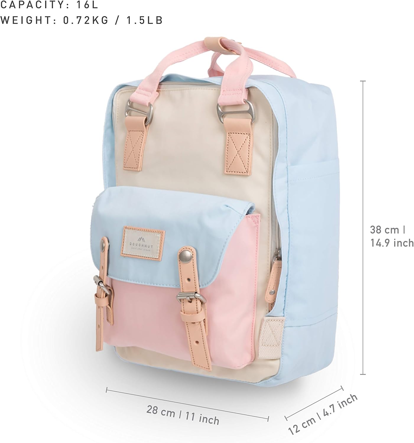 Doughnut Macaroon 16L Travel Backpack Ladies College Lightweight Casual Daypacks Bag Backpack