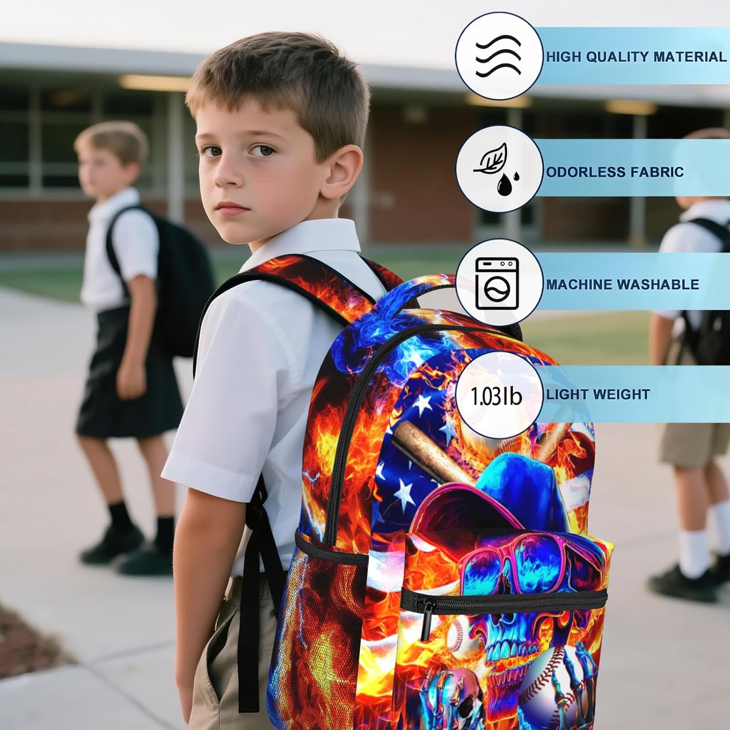 Kids Baseball Backpack for Boys Sports Theme Boys School Backpack for Kid Children Teens Elementary