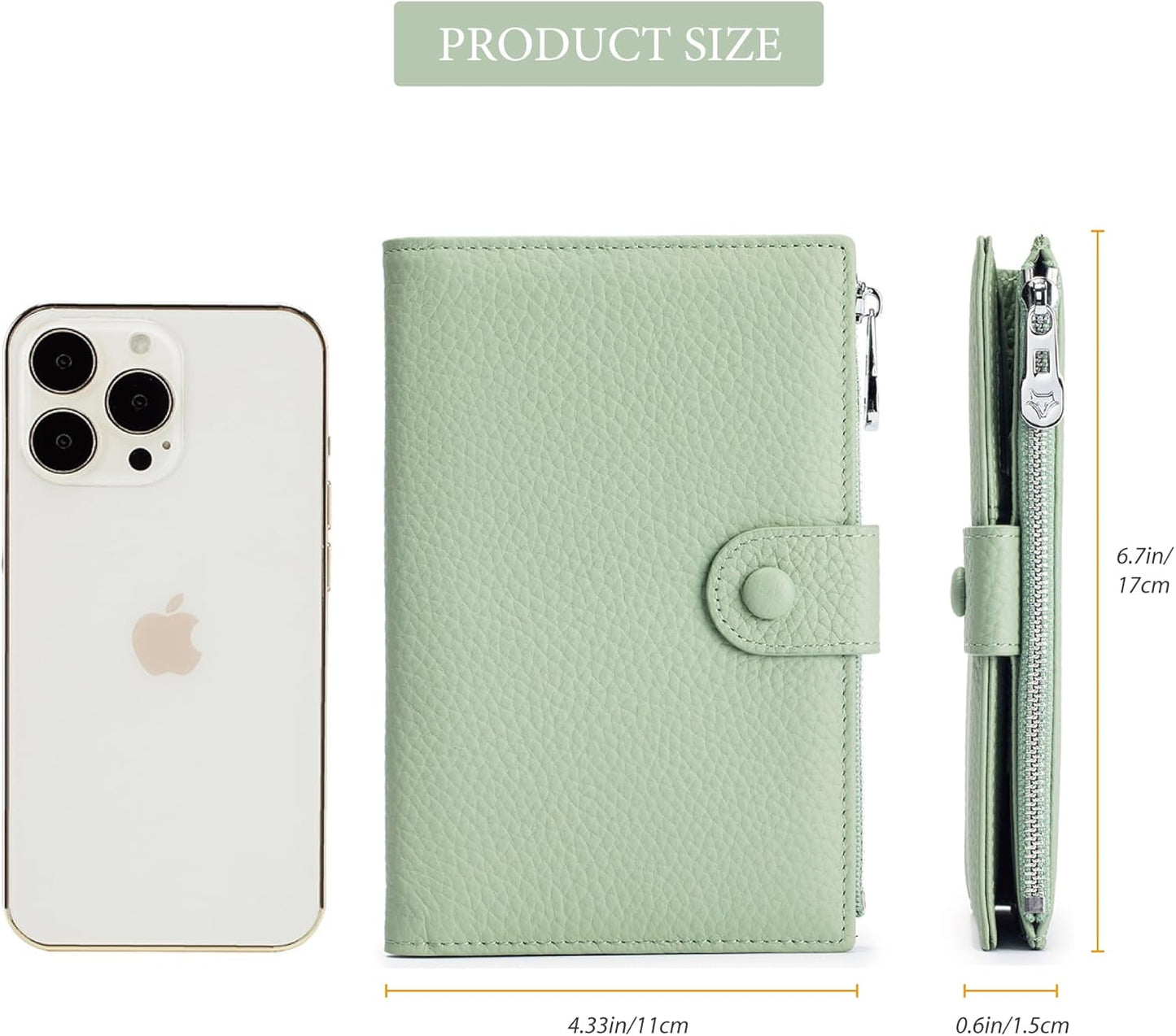 RFID Blocking Passport Wallet for Women, Slim Leather Passport Holder, Compact Travel Wallet with Zippered Coins Pocket and SIM Slots, Ladies Passport Cover