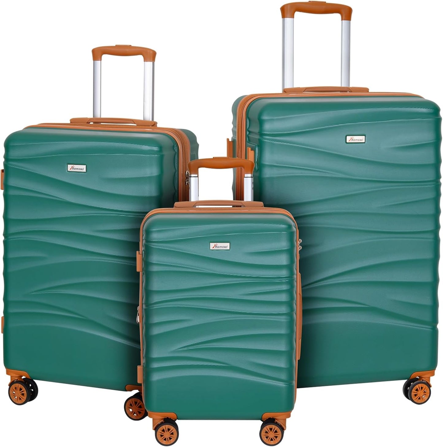 Romswi 3-Piece Luggage Set 20/24/28 Inch, Expandable PC+ABS Hardshell Suitcases, Durable