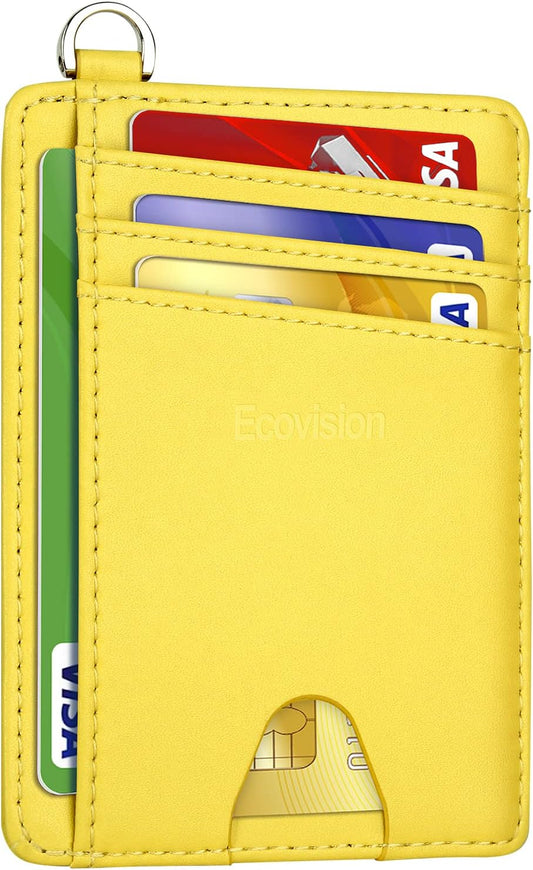 EcoVision Slim Minimalist Front Pocket Wallet, RFID Blocking Credit Card Holder Wallet with Detachable D-Shackle for Men Women