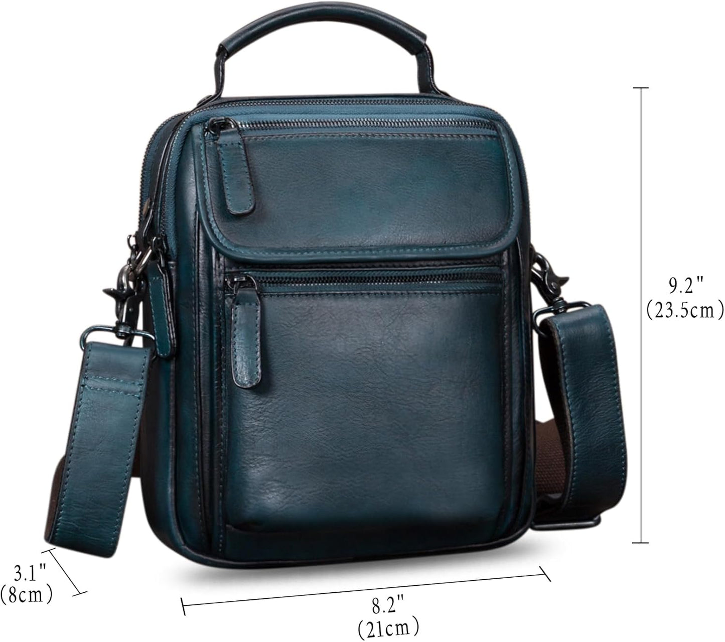 IVTG Genuine Leather Messenger Bag for Men Sling Purse Crossbody Shoulder Bags Satchel for Work Business Handbags