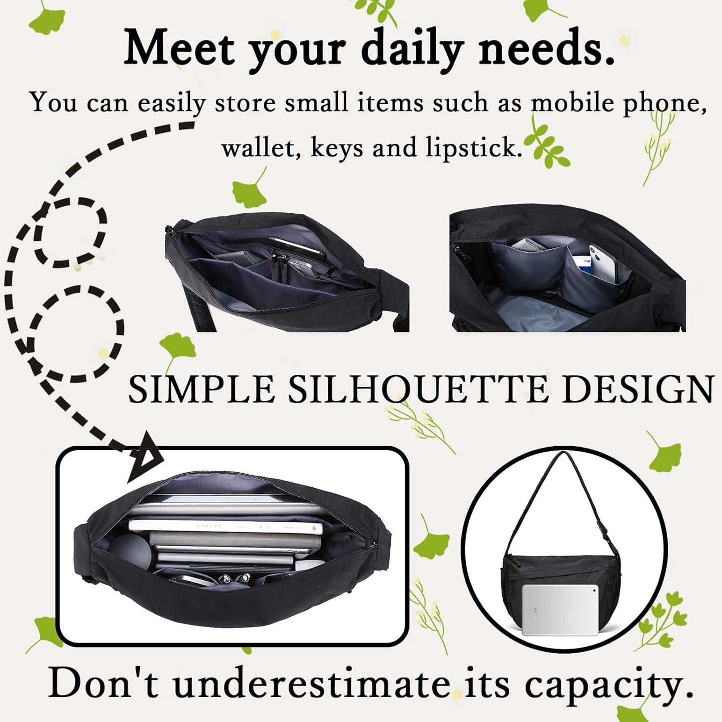 FSD.WG Men Messenger Bag Laptop Bag Shoulder Bag Large Capacity Computer Casual Bag for Work College Travel