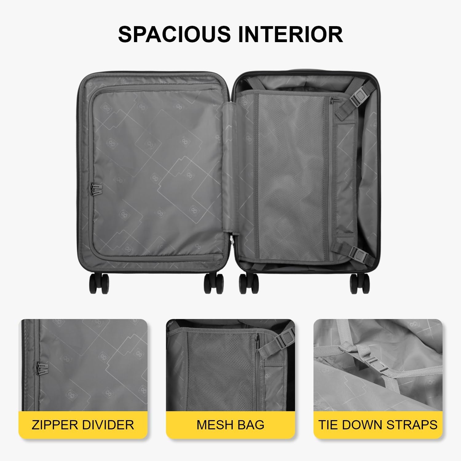 LEVEL8 Grace Carry on Luggage Airline Approved, 20 Inch Expandable Hardside Suitcases with wheels
