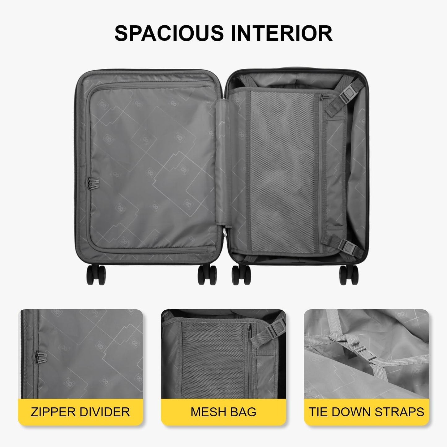 LEVEL8 Grace Carry on Luggage Airline Approved, 20 Inch Expandable Hard Sided Luggages with Spinner