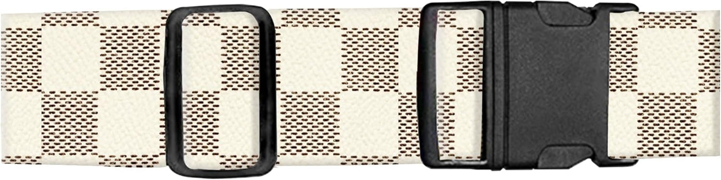 Luggage Straps for Suitcases, Adjustable Travel Belt, Durable Wide Luggage Strap, Cute Suitcase Strap Identifiers with Buckle, Bag Straps for Luggage, Brown White Plaid