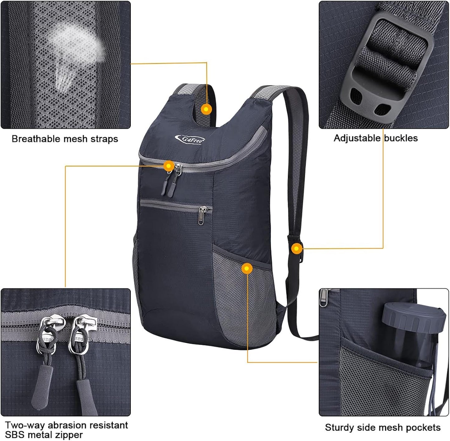 G4Free Lightweight Packable Hiking Backpack for Men Women Small Hiking Daypacks Foldable Shoulder