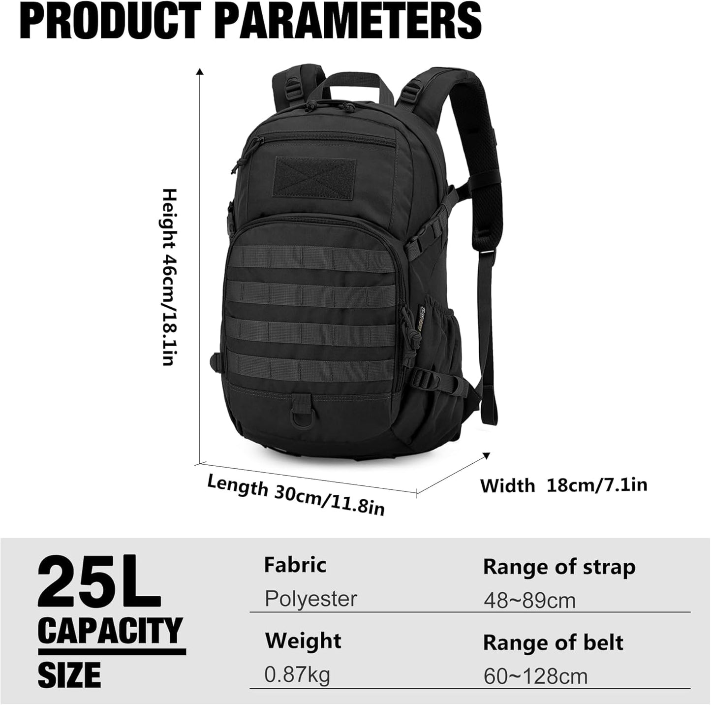 Mardingtop Small Tactical Backpack,Molle Hiking Backpack for Backpacking,Cycling and Biking,25L