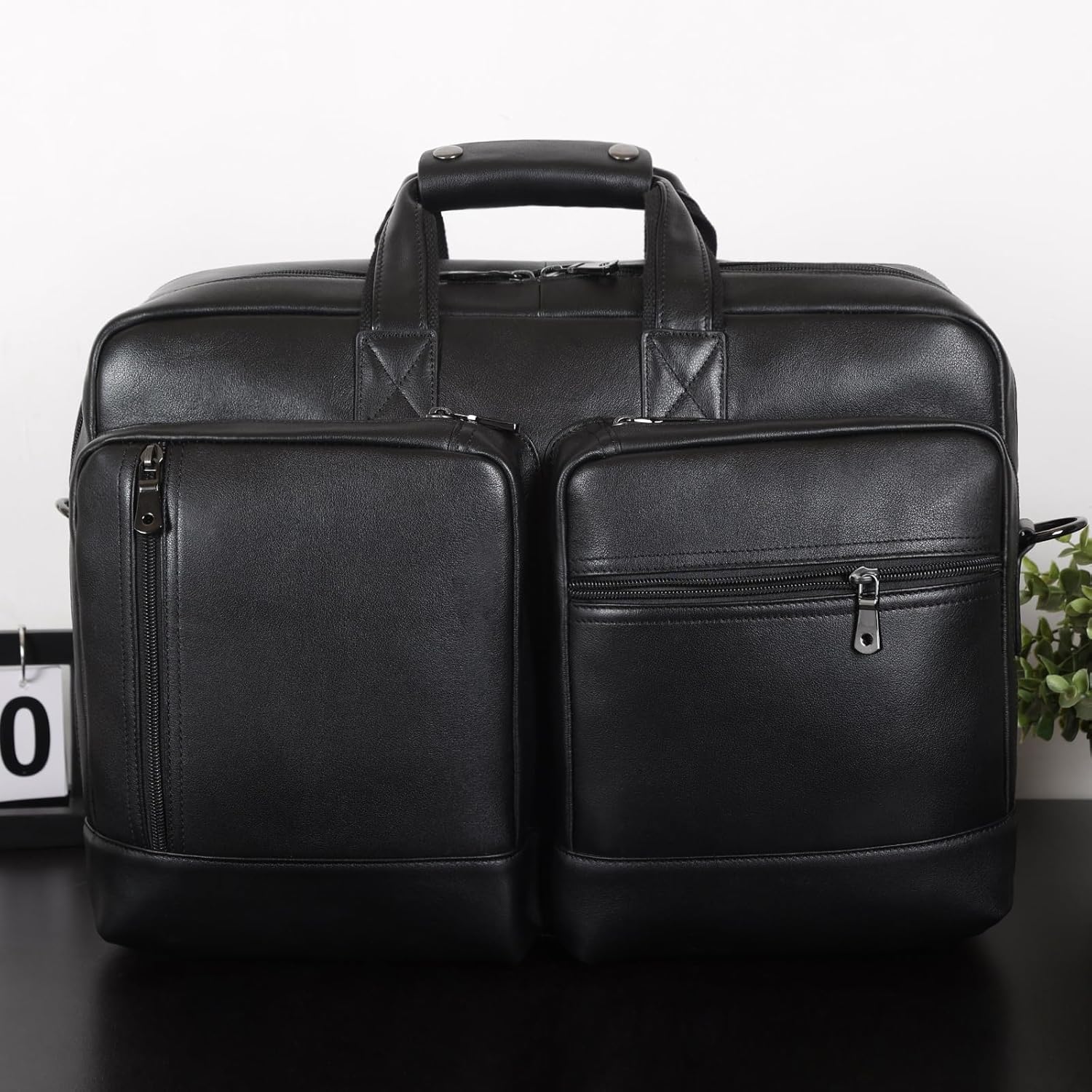 Leather Briefcase for Men Expandable Large 17 Inch Laptop Crossbody Shoulder Bag Business Travel