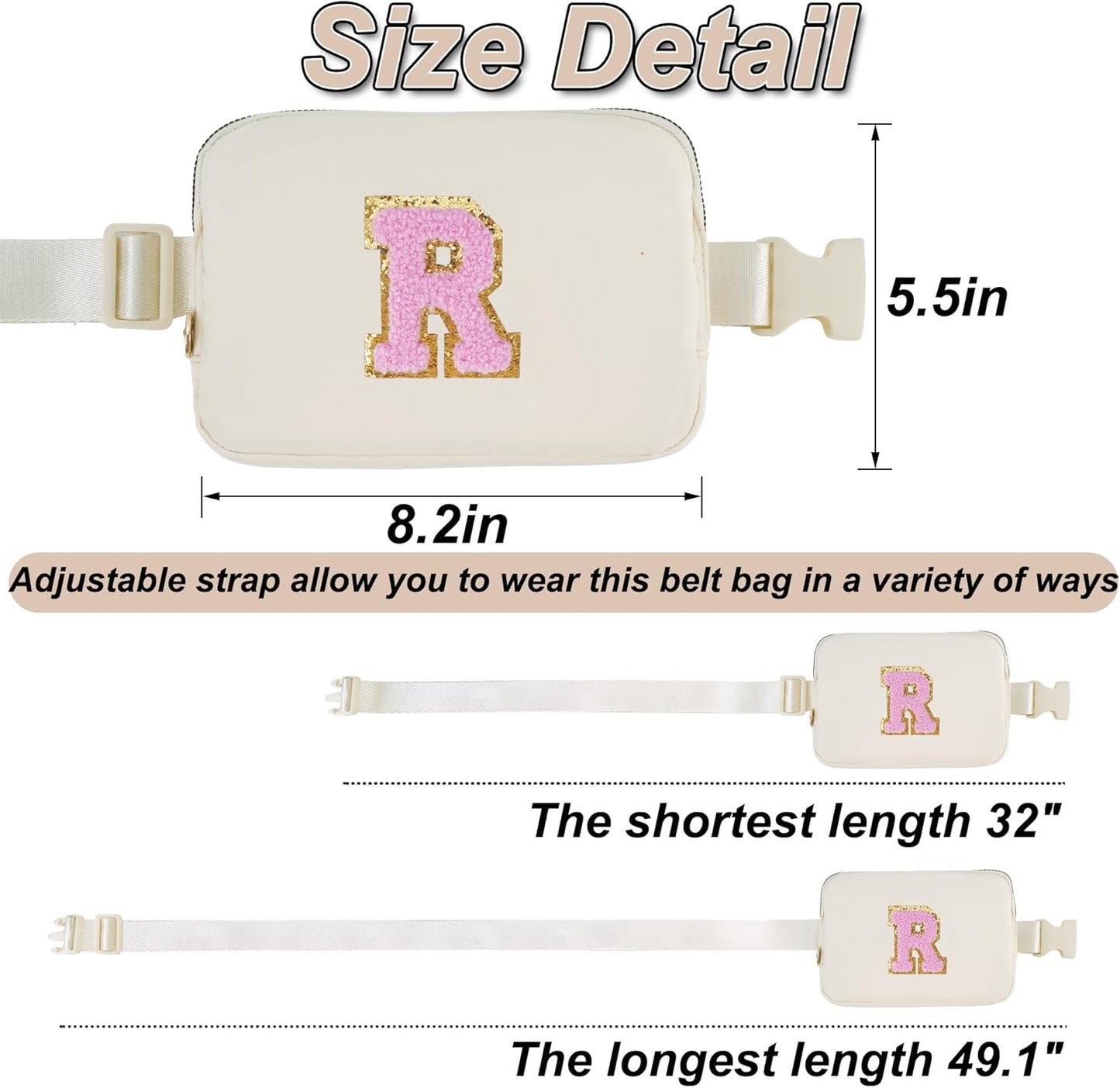 Personalized Anniversary Wife's Birthday Gifts,Mothers Day Gifts for Women Wife,Wife Gifts from Husband,Cool Birthday Gifts for Wife,Belt Bag Waist Packs for Women Girls | Cream,R