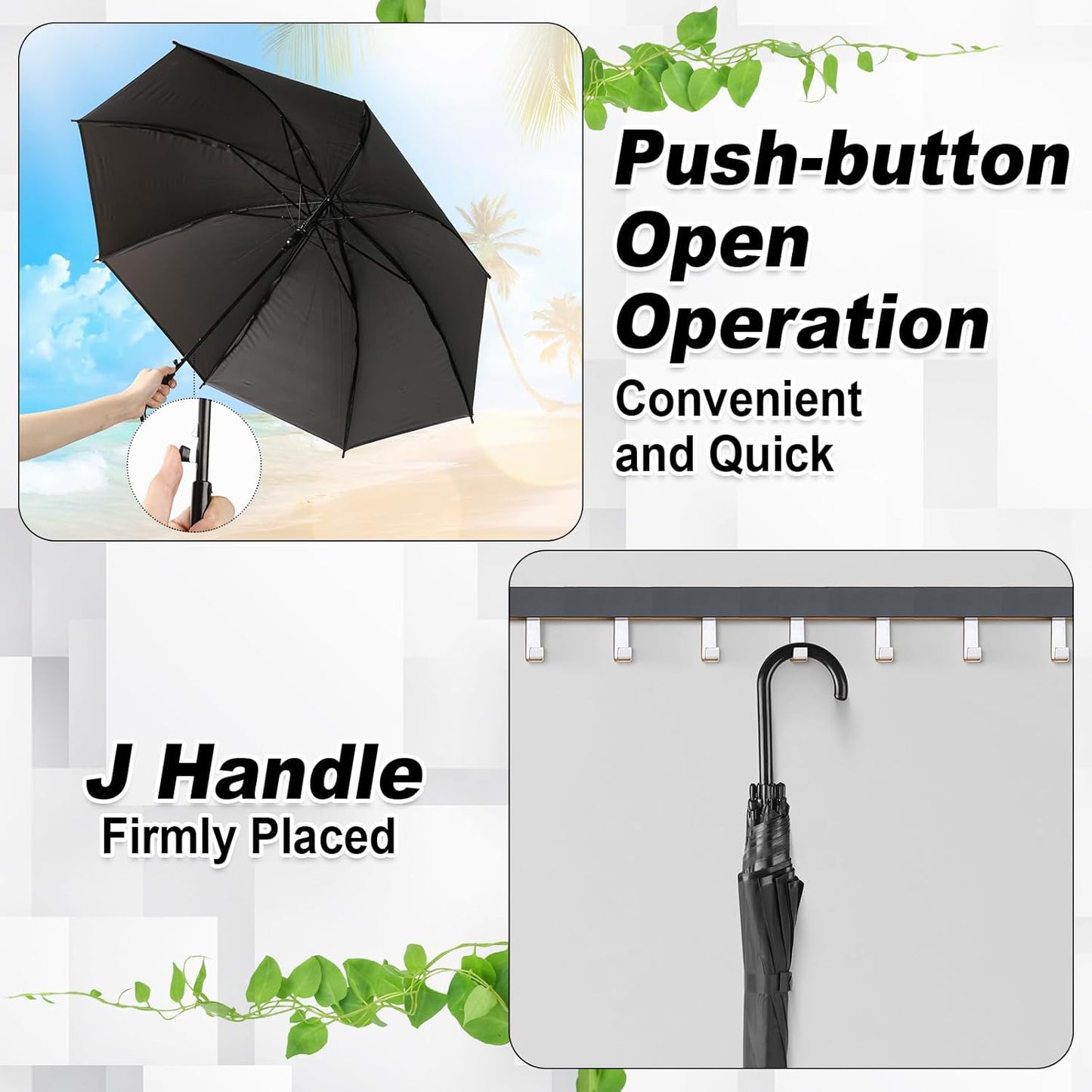 Reginary 30 Pieces Wedding Umbrellas Bulk Auto Open Stick Umbrellas with White European J Hook Handle Windproof Large Canopy Umbrella for Outdoor Wedding Bride Groom Photography Golf