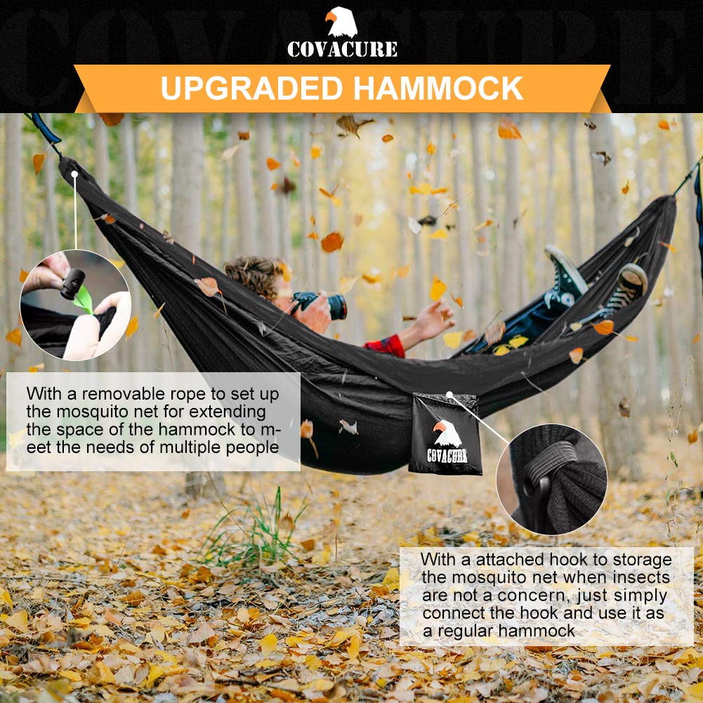 Covacure Camping Hammock, 772 lbs Capacity Double Hammock - Black