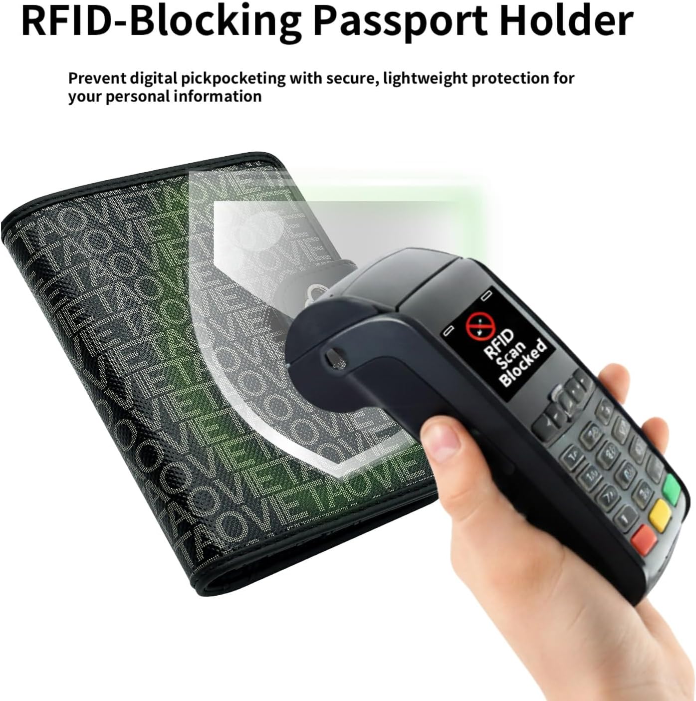 RFID Blocking Leather Passport Holder for Travel, Airtag Passport Wallet for Men and Women, Cards, Passport, Tickets, Cash, Photo and Sim Card Pen Slot (Black)