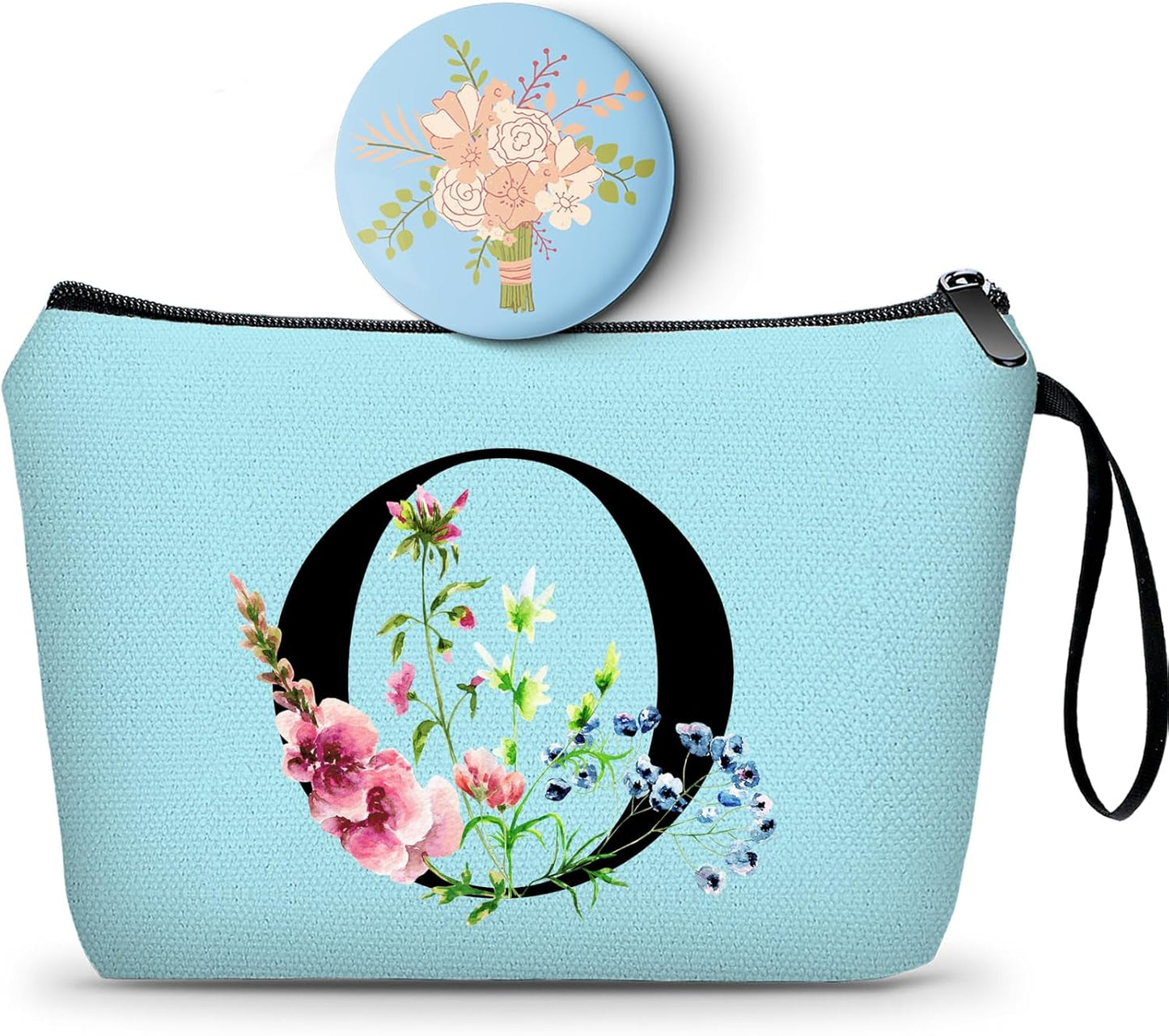 Happy Birthday Friendship Bridesmaid Team Gifts for Employees Women Mom Girl Daughter Teenage Personalized Make up Cosmetic Bag Travel with Mirror Mothers Day Christmas Graduation O