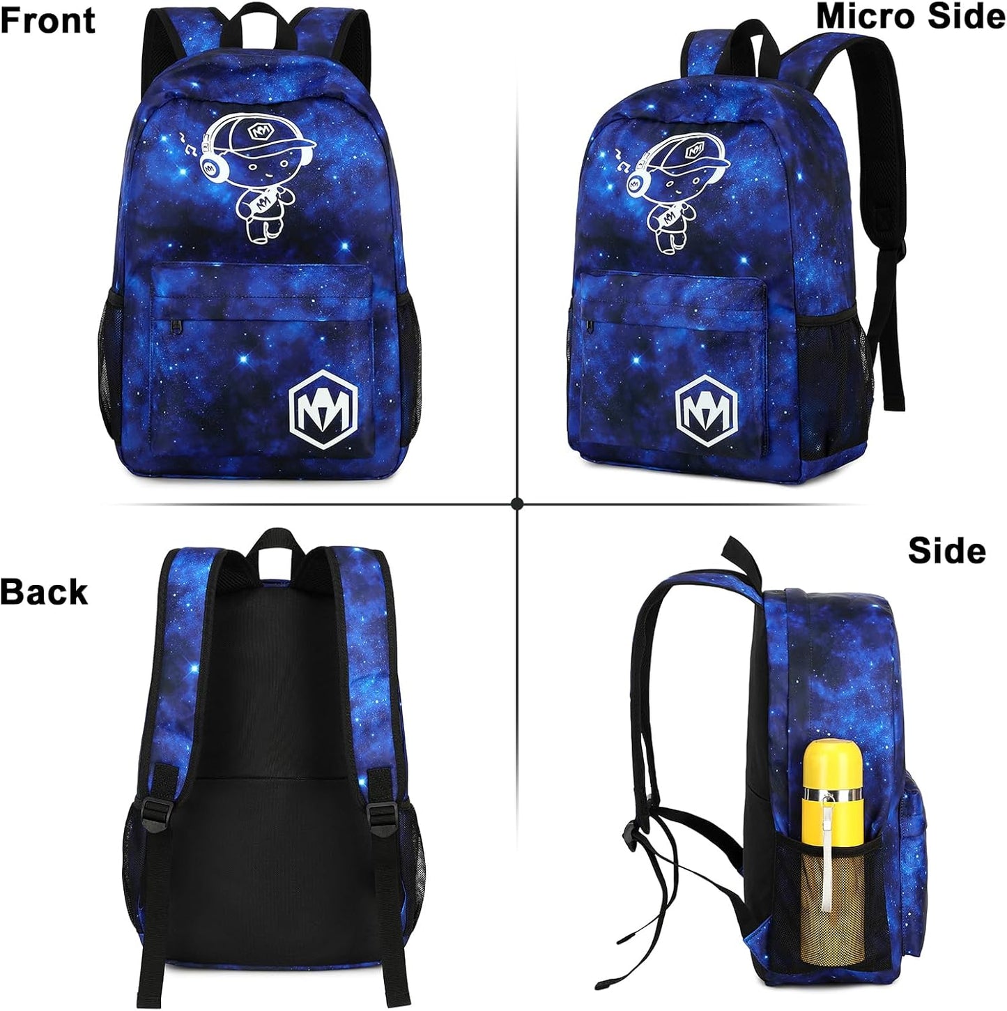 Bluboon School Backpack for Boys Teens Bookbag Travel Daypack Kids Lunch Bag Pencil Case (The Little Prince-3pcs)