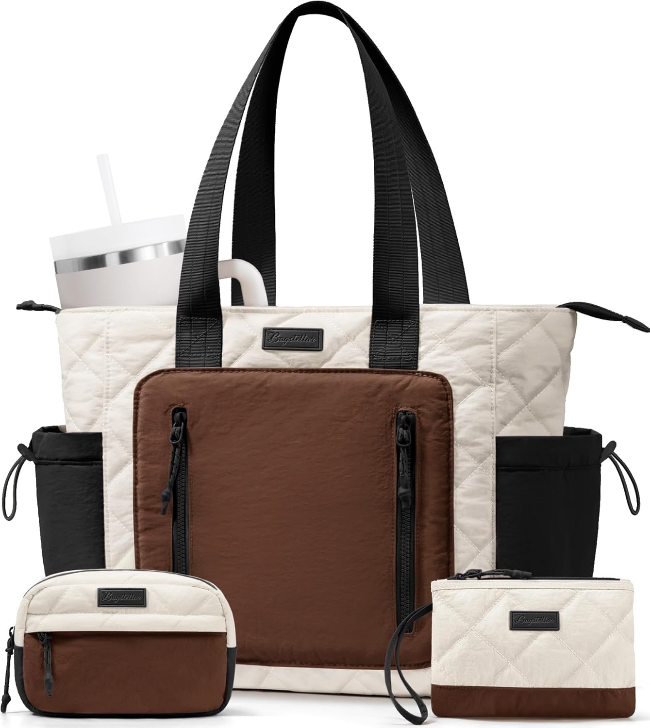 Puffer Tote Bag for Women, Lightweight Puffy Work Laptop Handbag Teacher Nurse Quilted Shoulder School Daily Travel Gym Bags