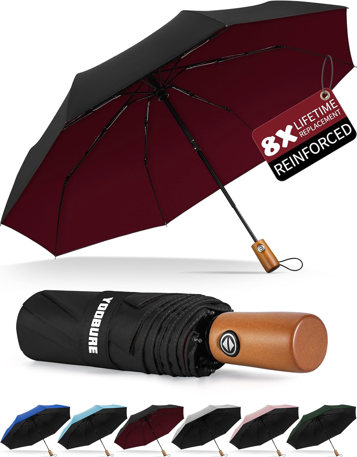 Yoobure Travel Umbrella Portable Compact Umbrellas, Pocket Mini for Purse, Umbrellas for UV Sun & Rain Small for Backpack, Umbrella with Case Folding for Kids Women