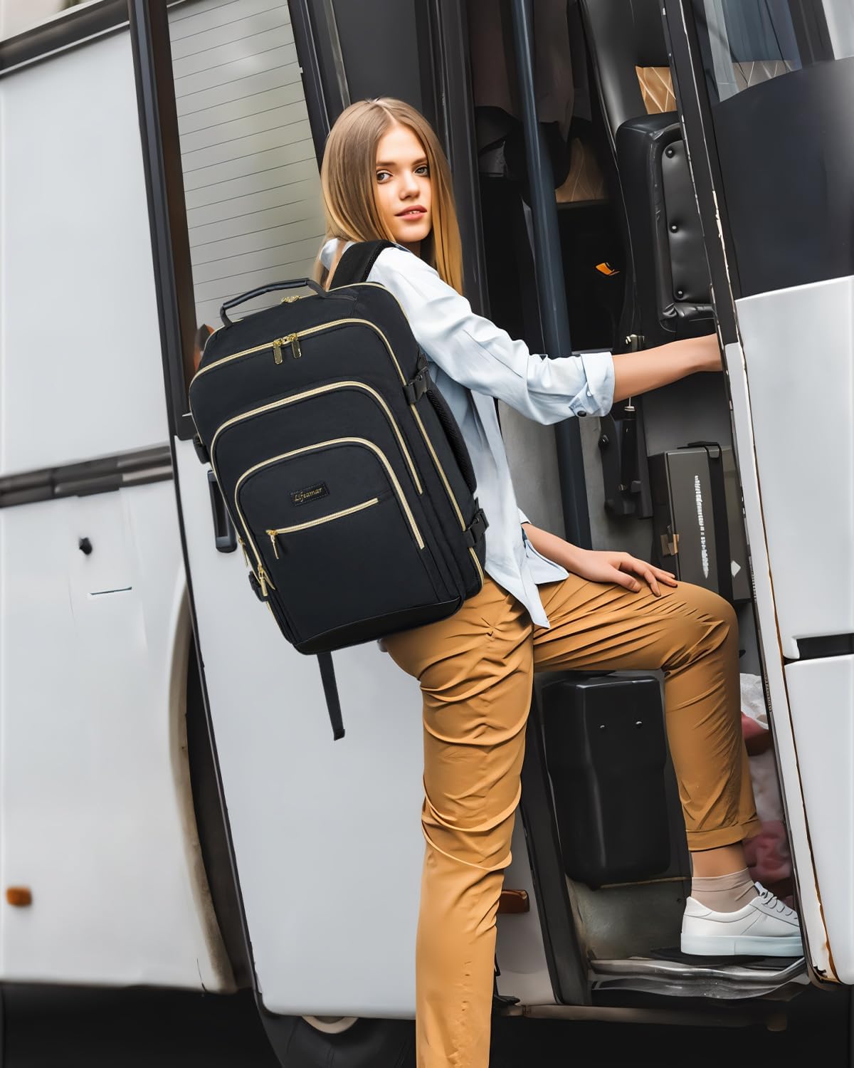 50L Travel Backpack for Women, Carry On Bag Flight Approved, Waterproof Backpack with 3 Packing Cubes, Weekender Personal Item Bags for Airplane Travel Essentials, TSA Approved