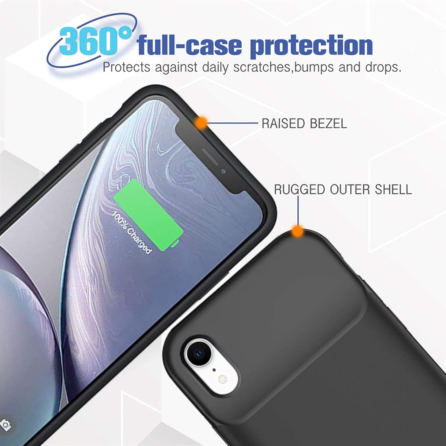 Battery Case for iPhone XR, 7000mAh Slim Portable Protective Charging case Compatible with iPhone XR (6.1 inch) Rechargeable Battery Pack Charger Case (Black)