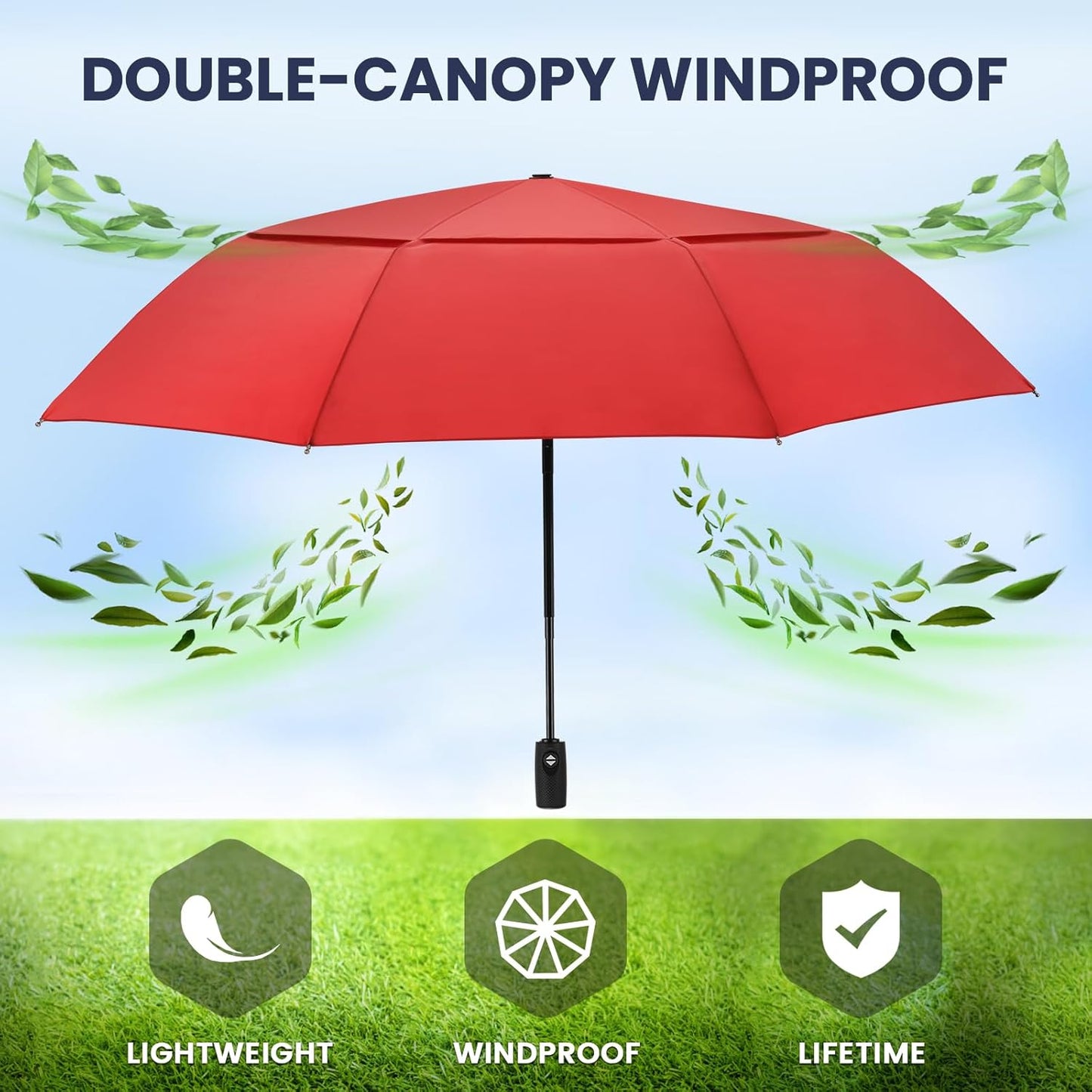 ZOMAKE Travel Umbrella Windproof 45 Inch, Small Umbrella Compact Portable Collapsible for Rain, Automatic Folding Lightweight Packable Paraguas for Women Men