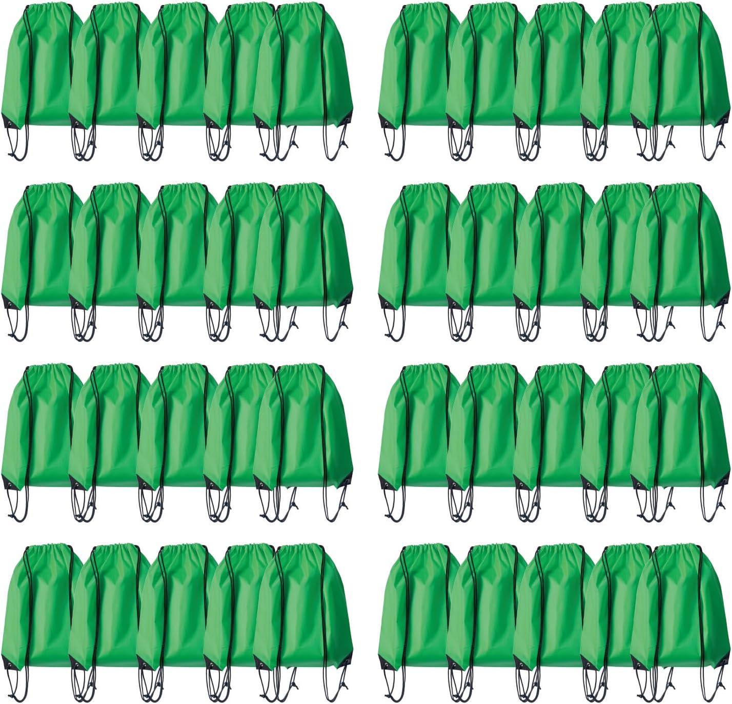 Drawstring Backpack Bulk 40Pcs Draw String Backpack Bags DIY Gym Sports Traveling Yoga Cinch Bag Sackpack Drawstring (green)