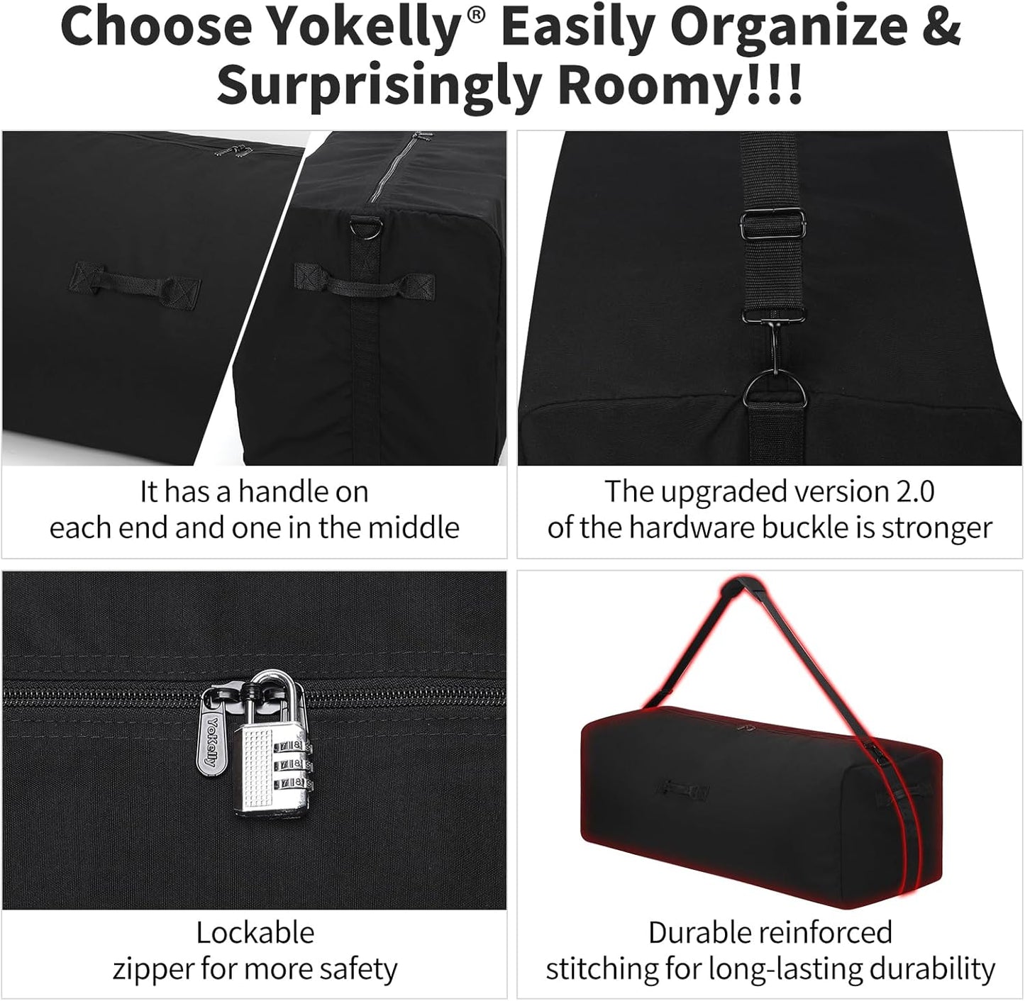 42 Inch Canvas Duffel Bag 150L Extra Large Luggage Duffle for Travel Sport and Camping - Black