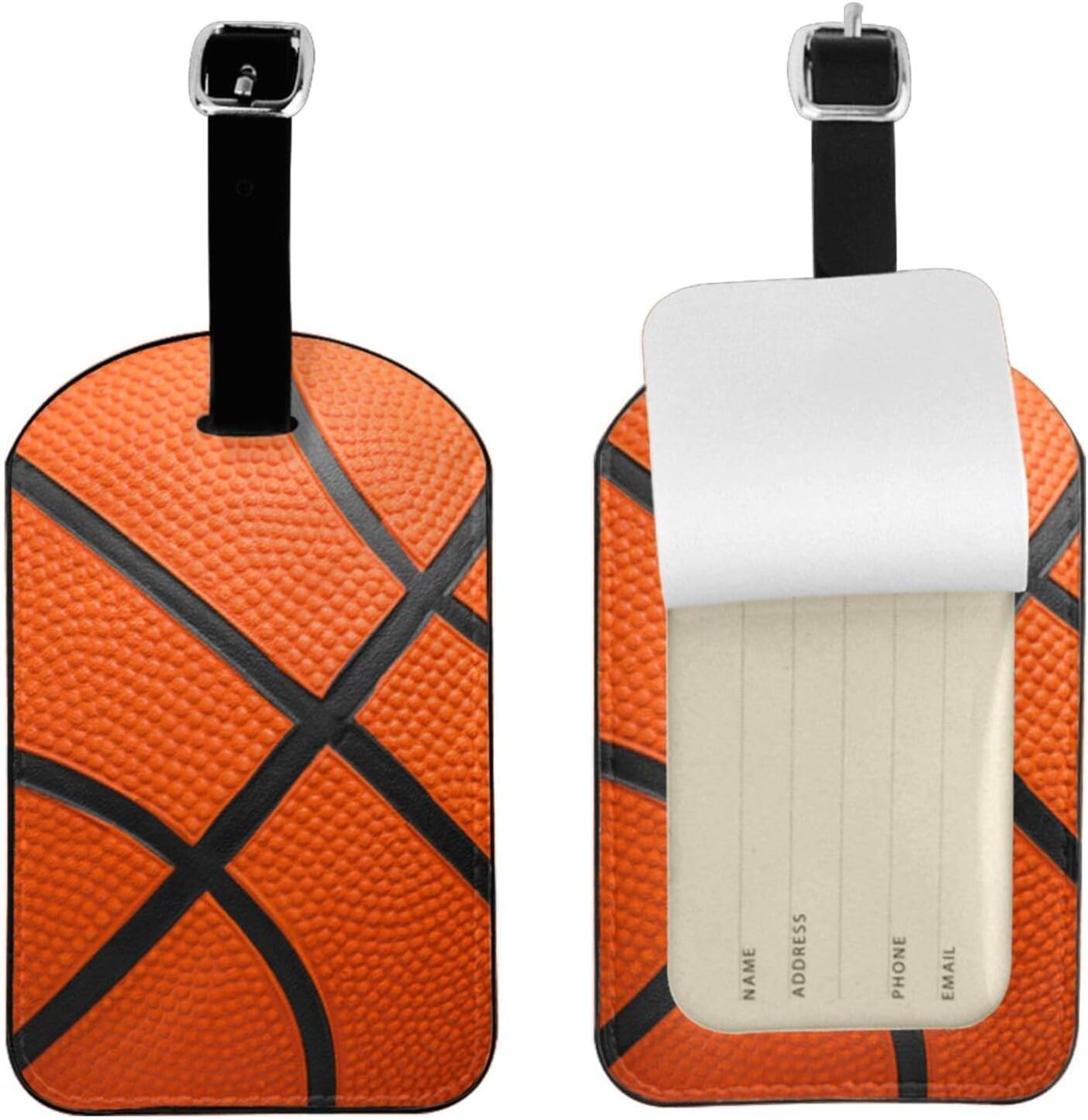 Basketball Line Pattern Luggage Tag for Suitcases, PU Leather Baggage Tags Bag Tags Travel Id Label for Luggage Women Men -1 Piece