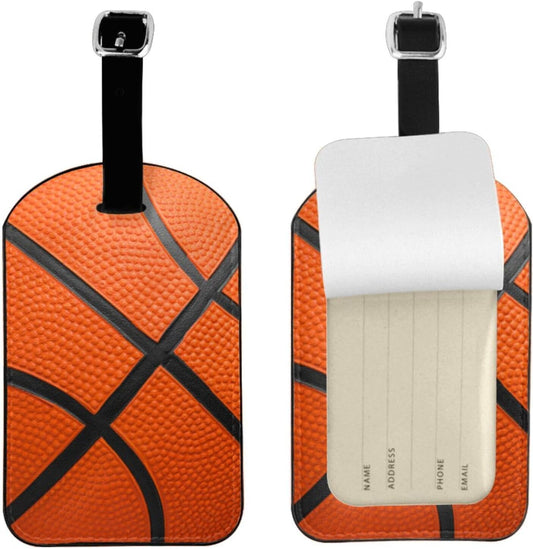 Basketball Line Pattern Luggage Tag for Suitcases, PU Leather Baggage Tags Bag Tags Travel Id Label for Luggage Women Men -1 Piece