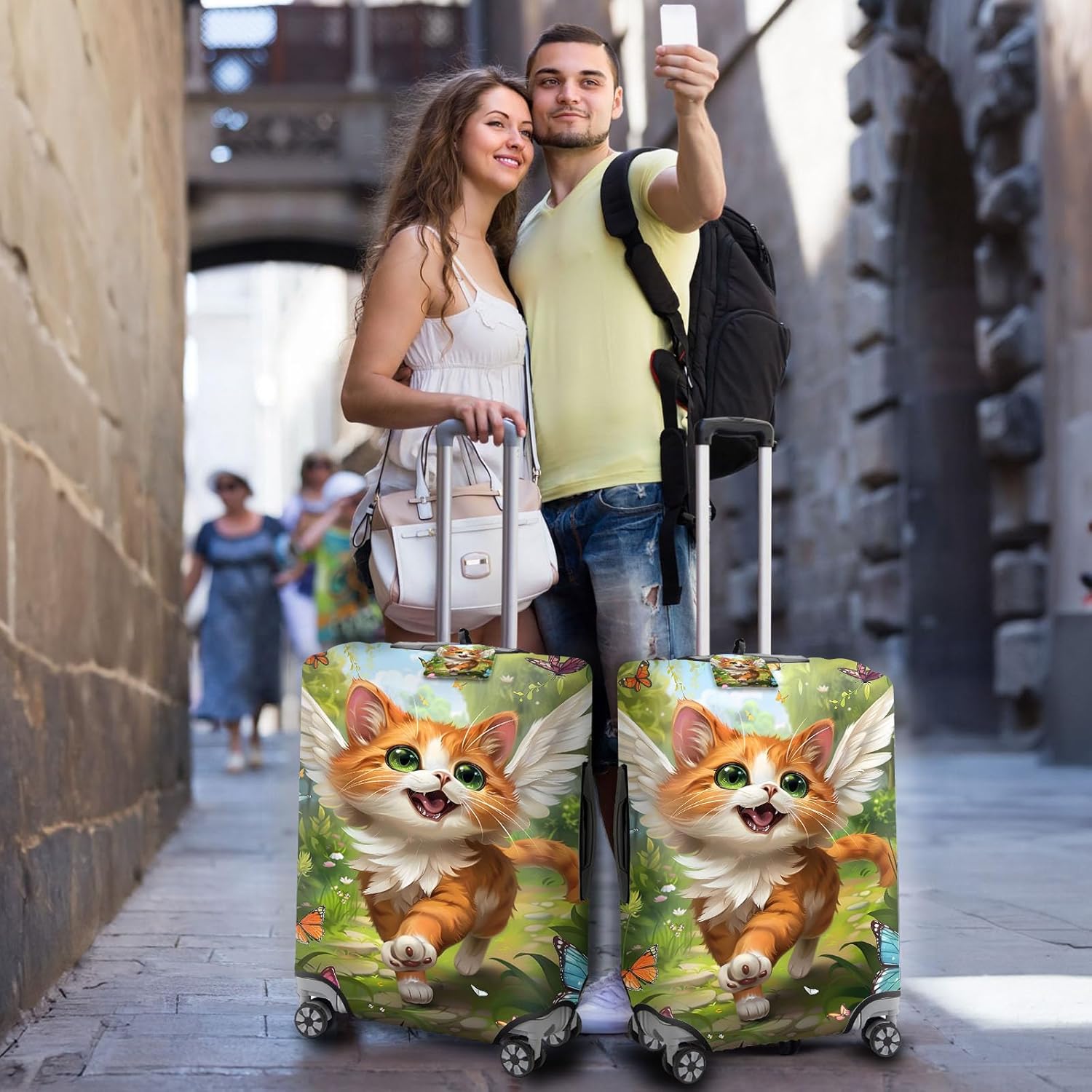 Travel Luggage Cover,Cute Cat Theme Suitcase Cover Accessory Kit, Luggage Tag, and Comfortable