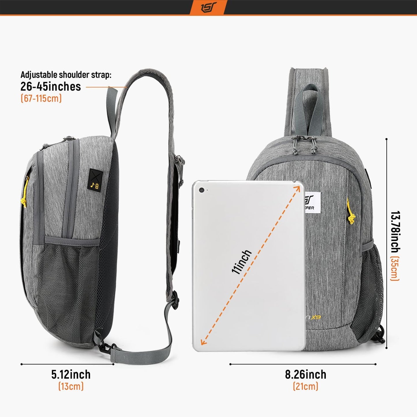 SKYSPER Sling Backpack with RFID Pocket Lightweight Crossbody Bag for Hiking Travel Shoulder Chest Bag for Men Women