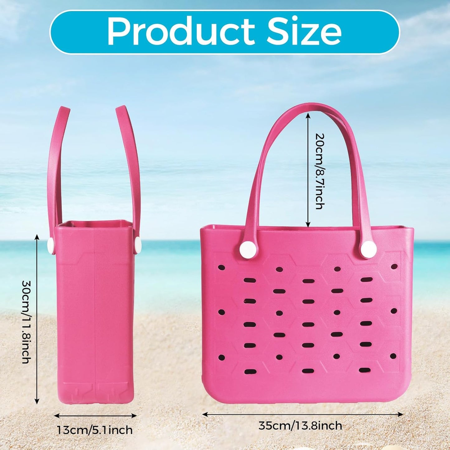 Medium Rubber Beach Bag for Men & Women, Large Capacity Rubber Travel Tote Bag for the Beach Boat Pool