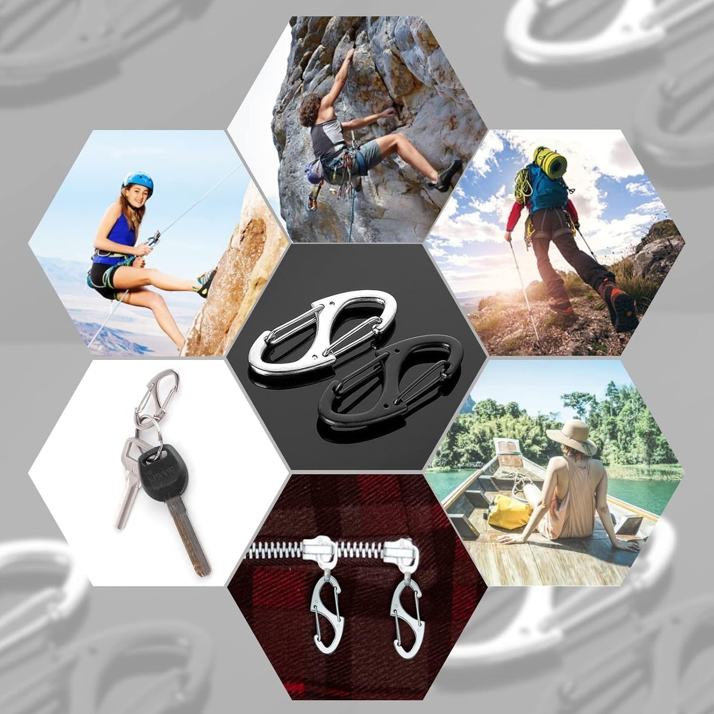 9Pcs Zipper Clip Theft Deterrent, Double Opening Lock Zipper Pull Replacement Clips, Small Carabiner Clips for Bag Luggage Pickpocket Backpack Purse Traveling Camping Suitcase