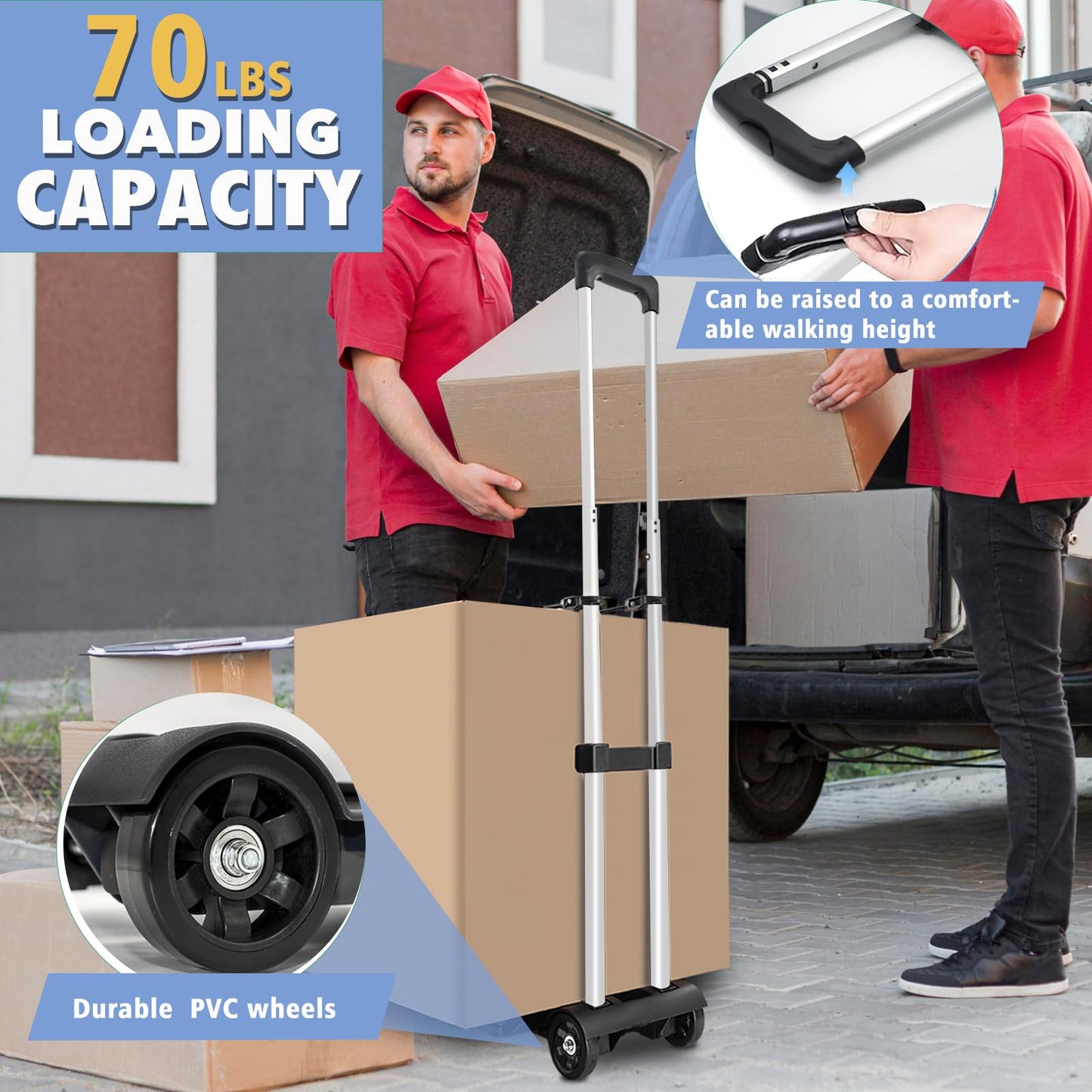 Folding Hand Truck Aluminum Trolley,Small Dolly, Foldable Hand Cart,