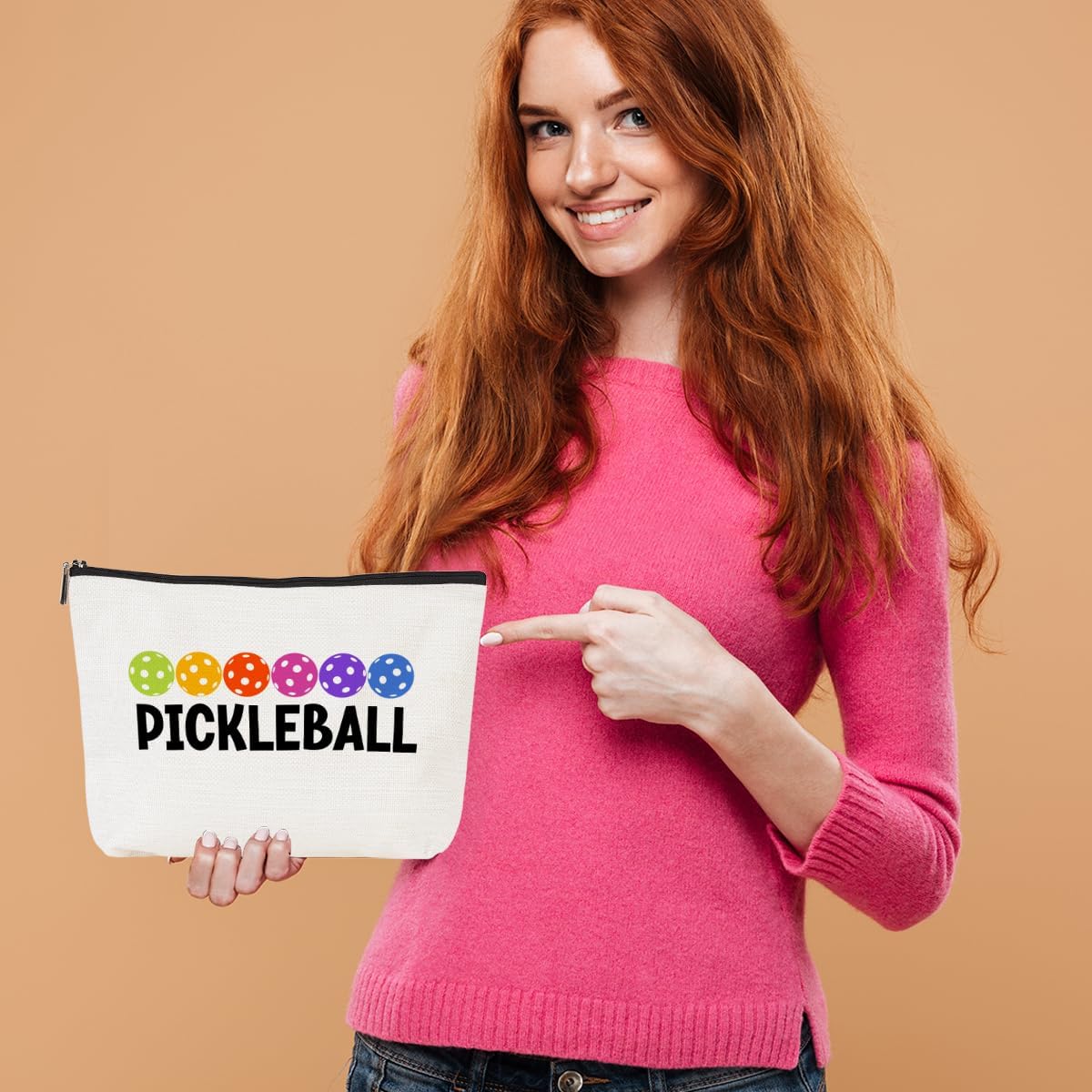 Pickleball Gifts Makeup Bag Accessories Cosmetic Bag Zipper Pouch Pickleball Lover Gifts for Girls Women Fans Player Coach Colleague Christmas Birthday Gifts