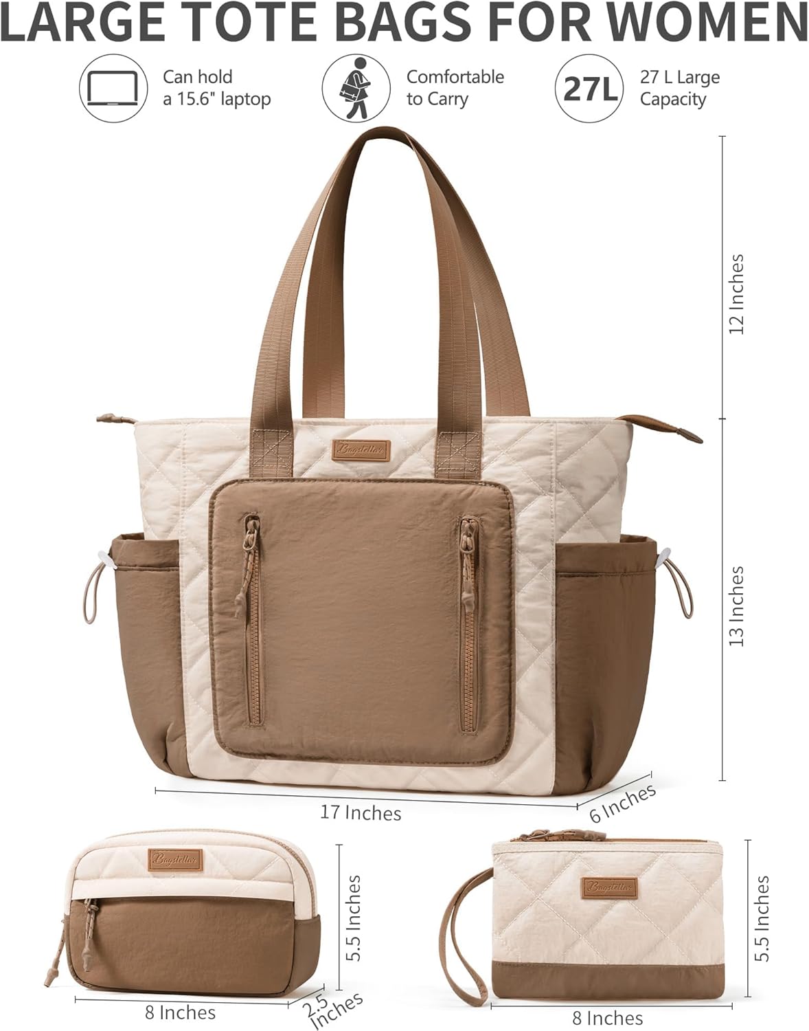 Puffer Tote Bag for Women, Lightweight Puffy Work Laptop Handbag Teacher Nurse Quilted Shoulder School Daily Travel Gym Bags