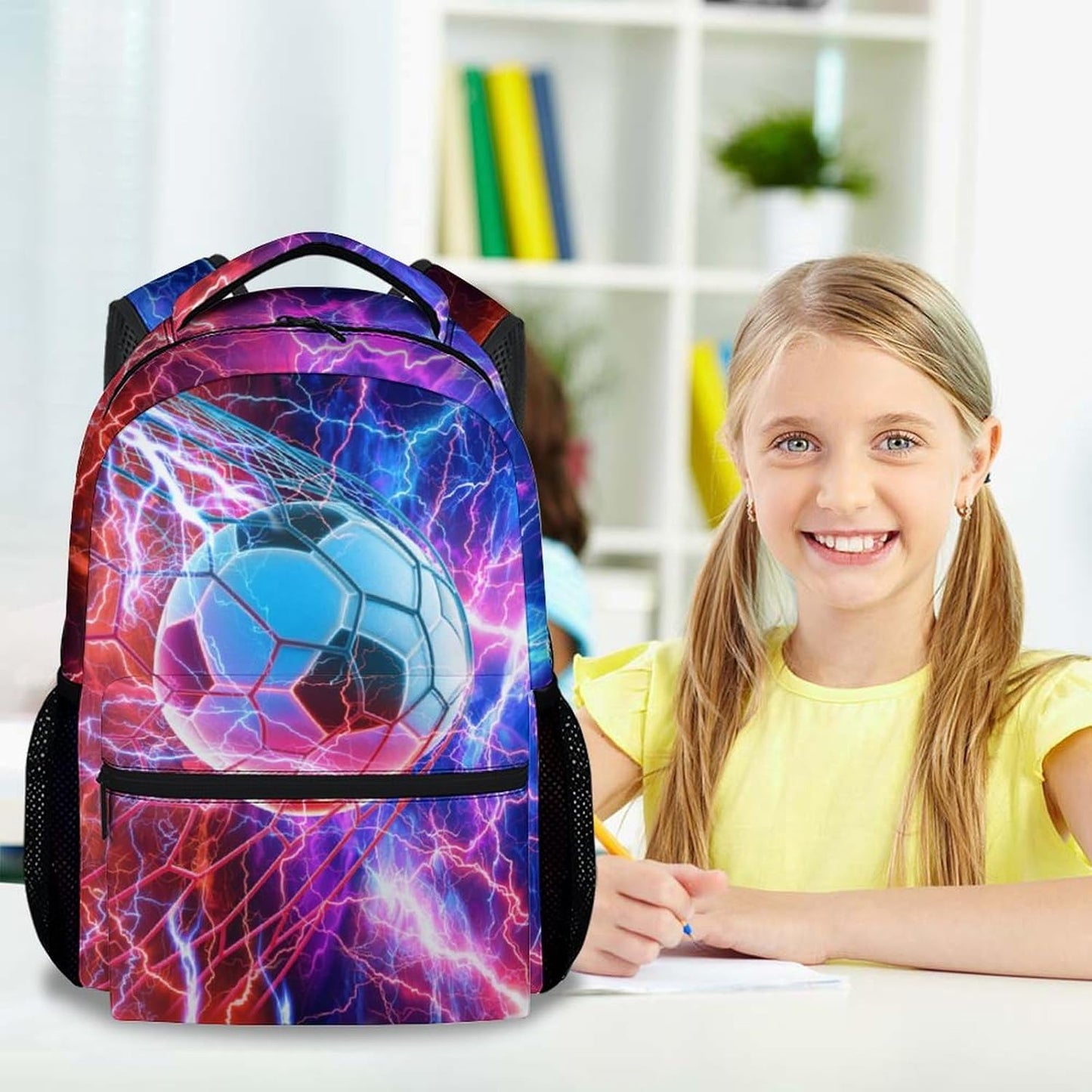 Backpack for Kids - 17 Inch Soccer Backpacks for Kindergarten, Primary School - Large Capacity Toddler Sport School Bag for Soccer Lovers