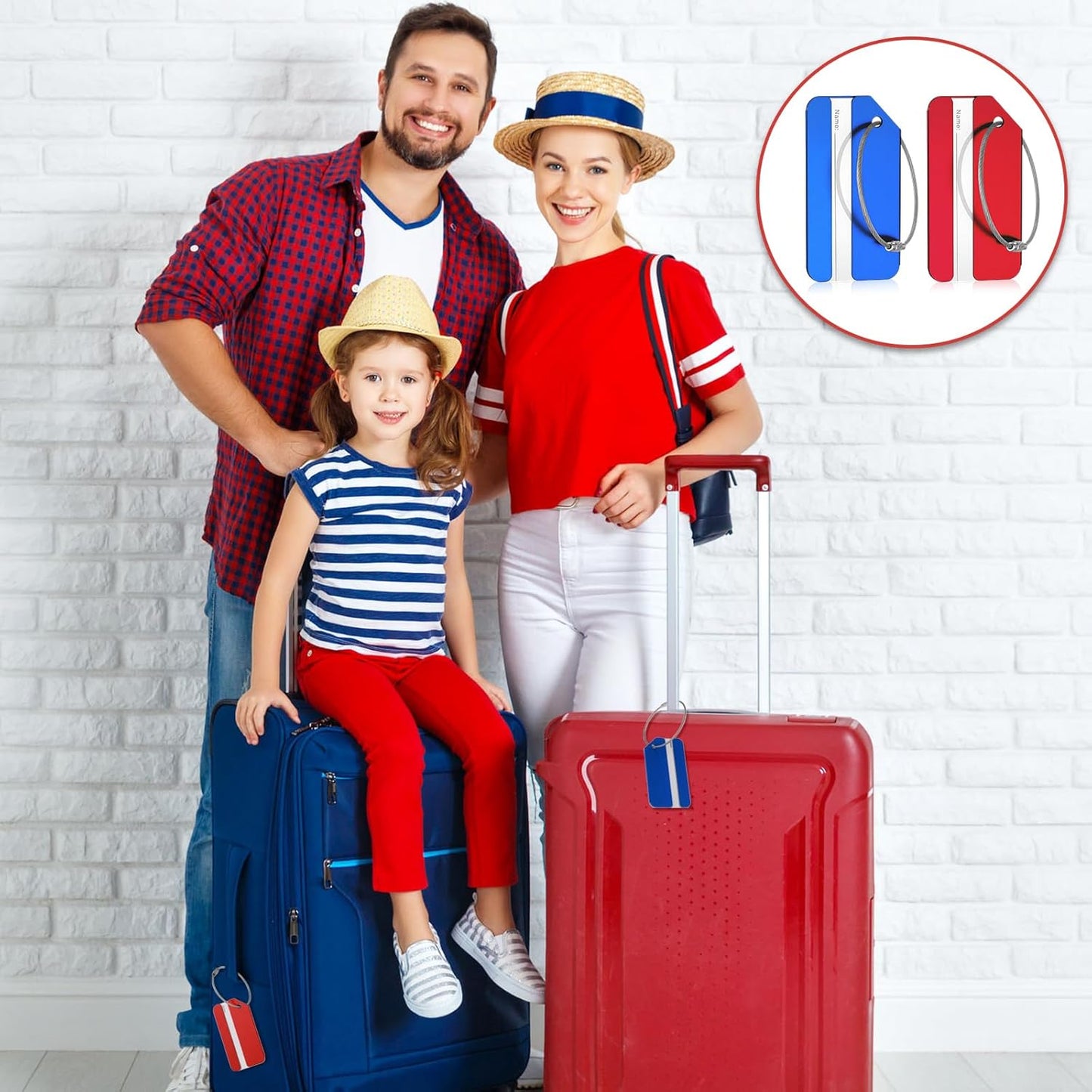 Weewooday 12 Pcs Luggage Tags Business Card Holder Aluminum Metal Travel ID Bag Tag for Suitcases Travel Luggage Baggage Identifier (Blue,Red,Green,Gold,Orange,Purple)